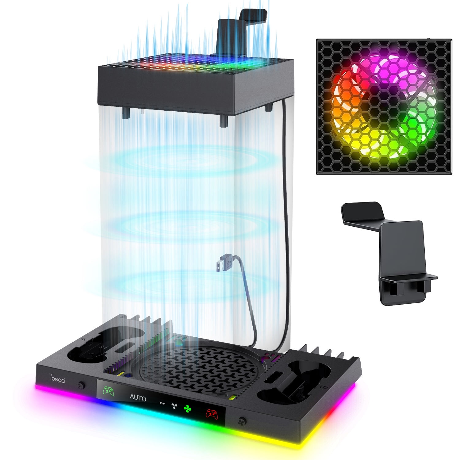Prociv Xbox Series X Cooling Fan and Charging Station with RGB Lighting (Black, 1-Pack) rswkf