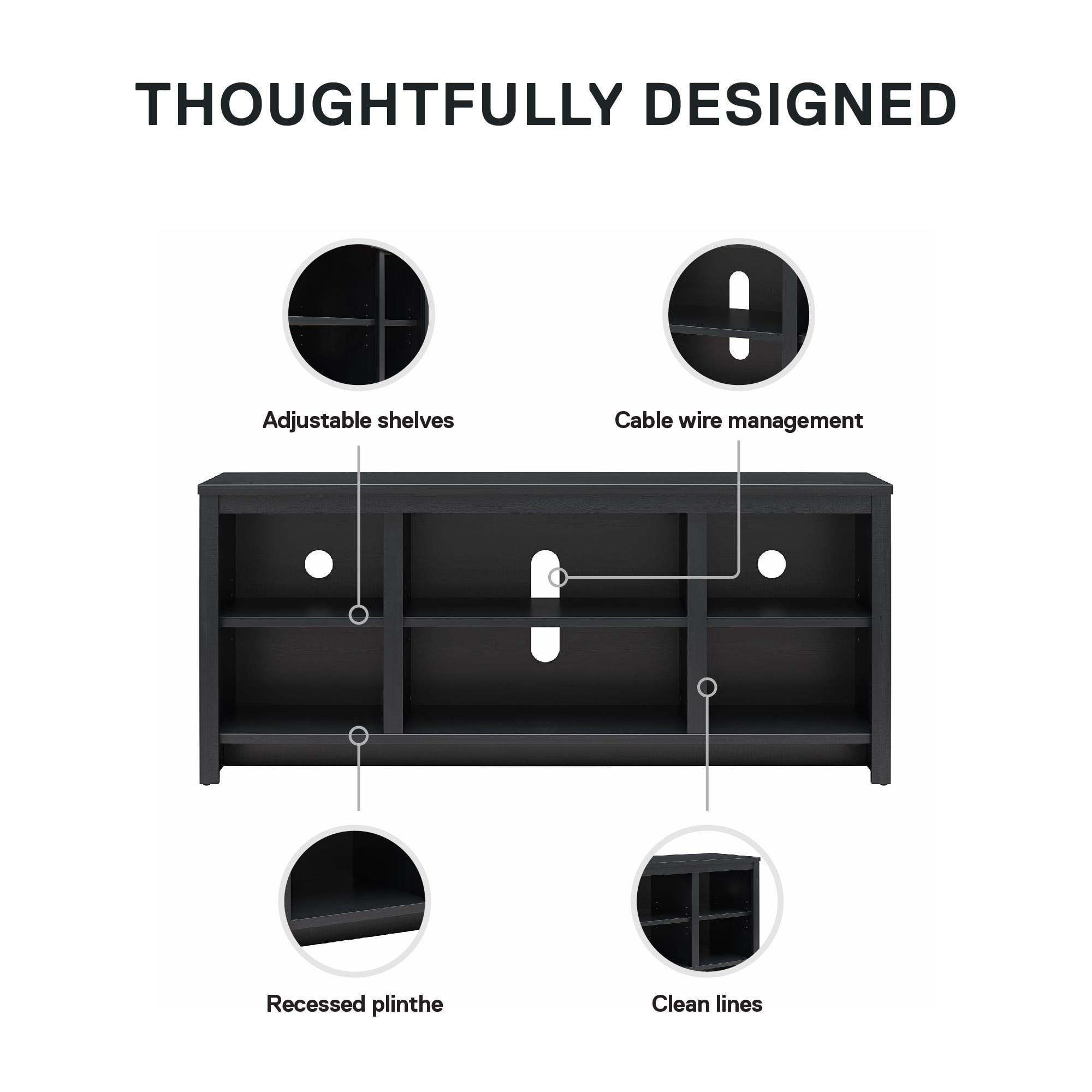 Mainstays Parsons TV Stand for TVs up to 50 in (Black Oak, 45.5 in W x 19.7 in H x 15.75 in D) rncyb