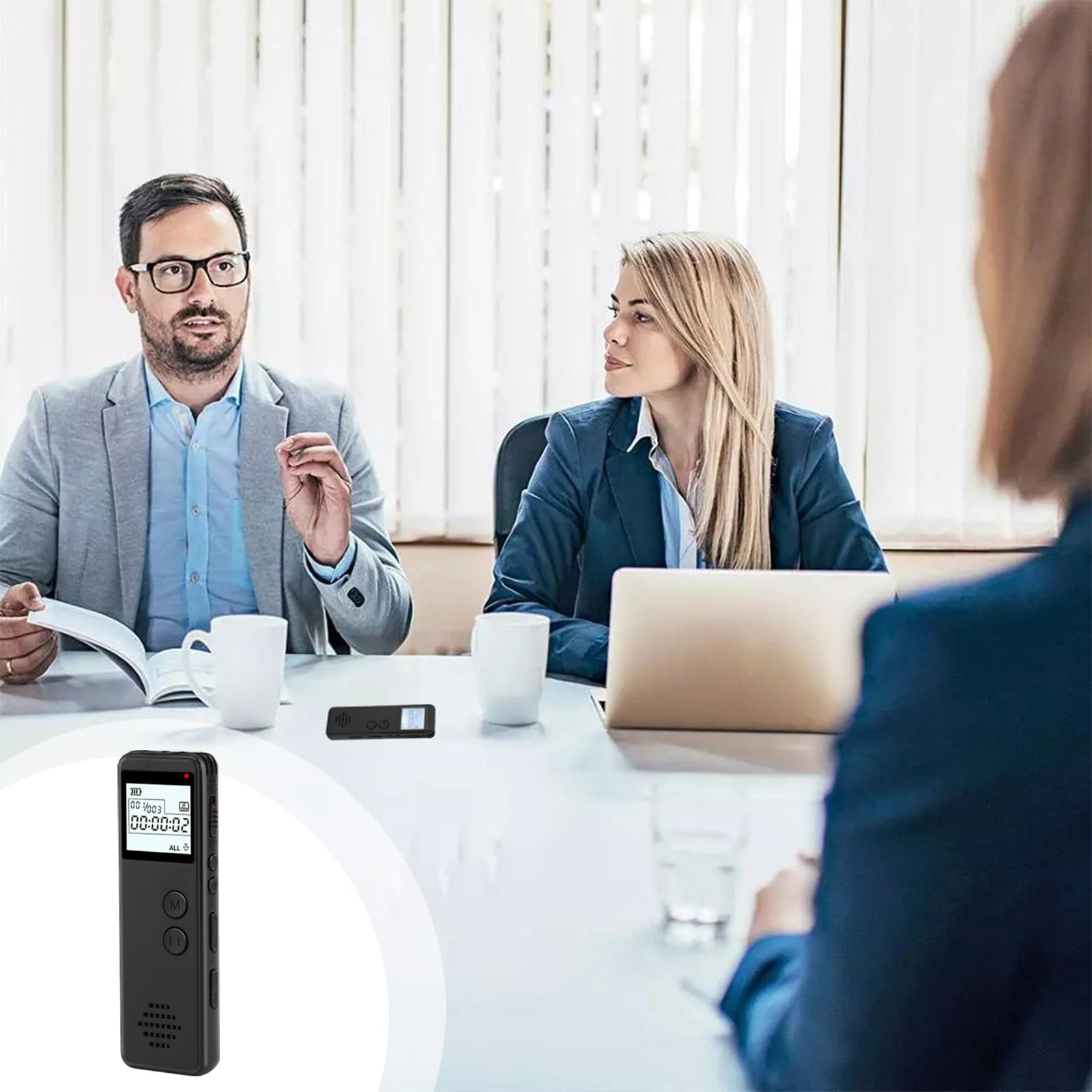 Blasgw Mini Digital Voice Recorder with MP3 Player, One-Touch Recording, Retro Style (Black, 3.8 in) mw35w