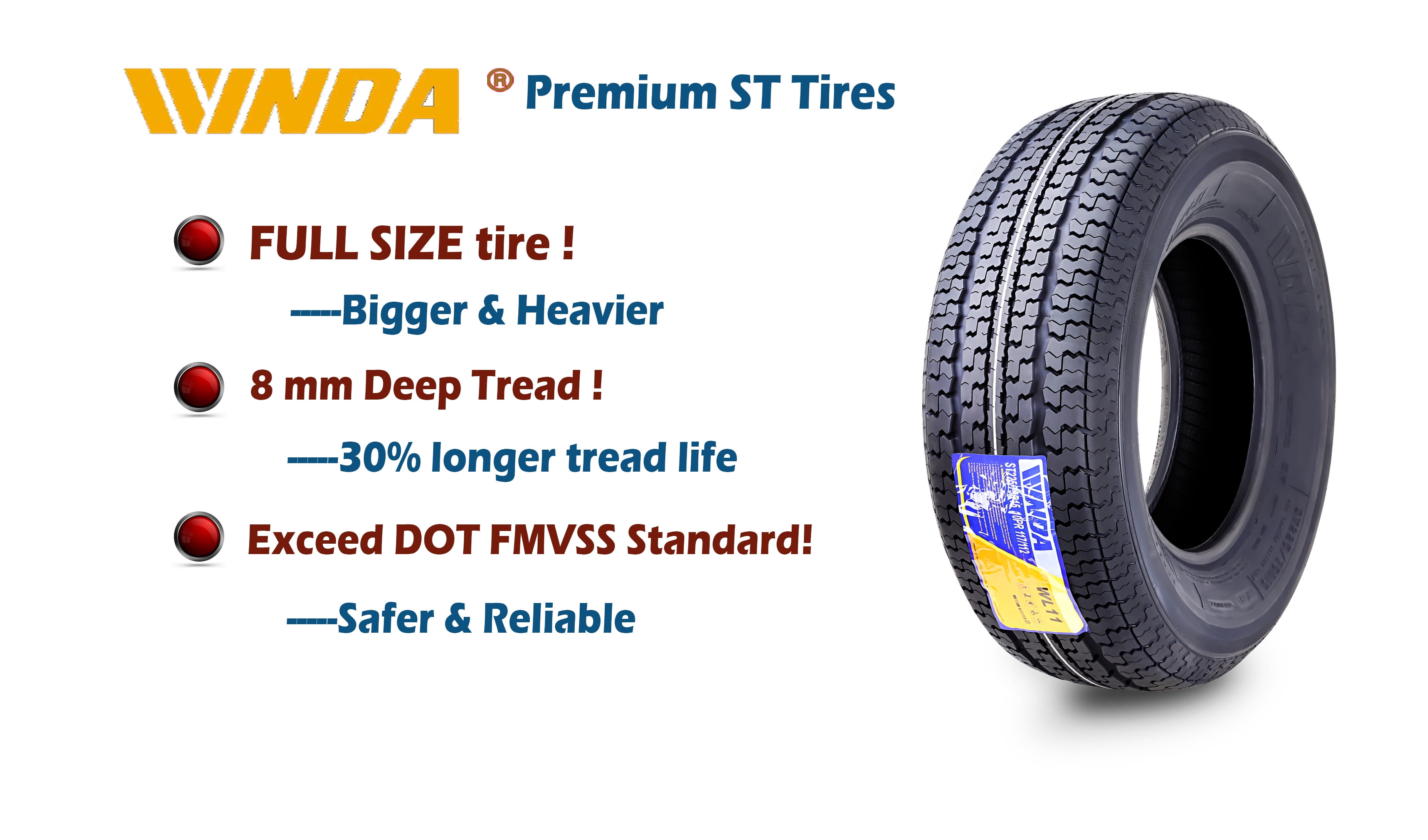 WINDA Trailer Tire and Wheel Assembly ST205/75R14 8-Ply Load Range D (White Spoke Rim, 5 Lug on 4.5 in) mem1j