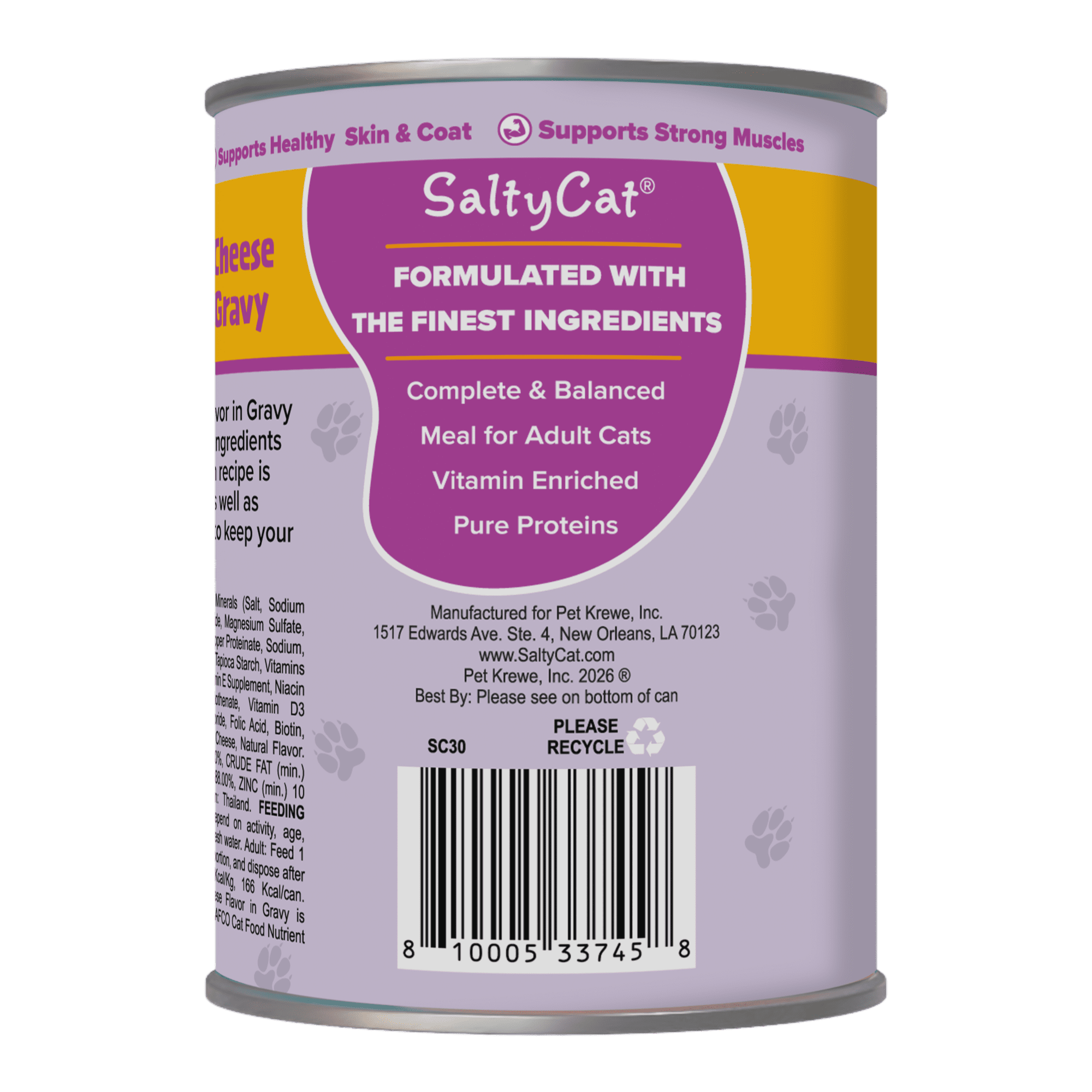 Salty Cat Turkey and Cheese Flavor Wet Cat Food in Gravy (6 Pack, 13 oz) xeh1b