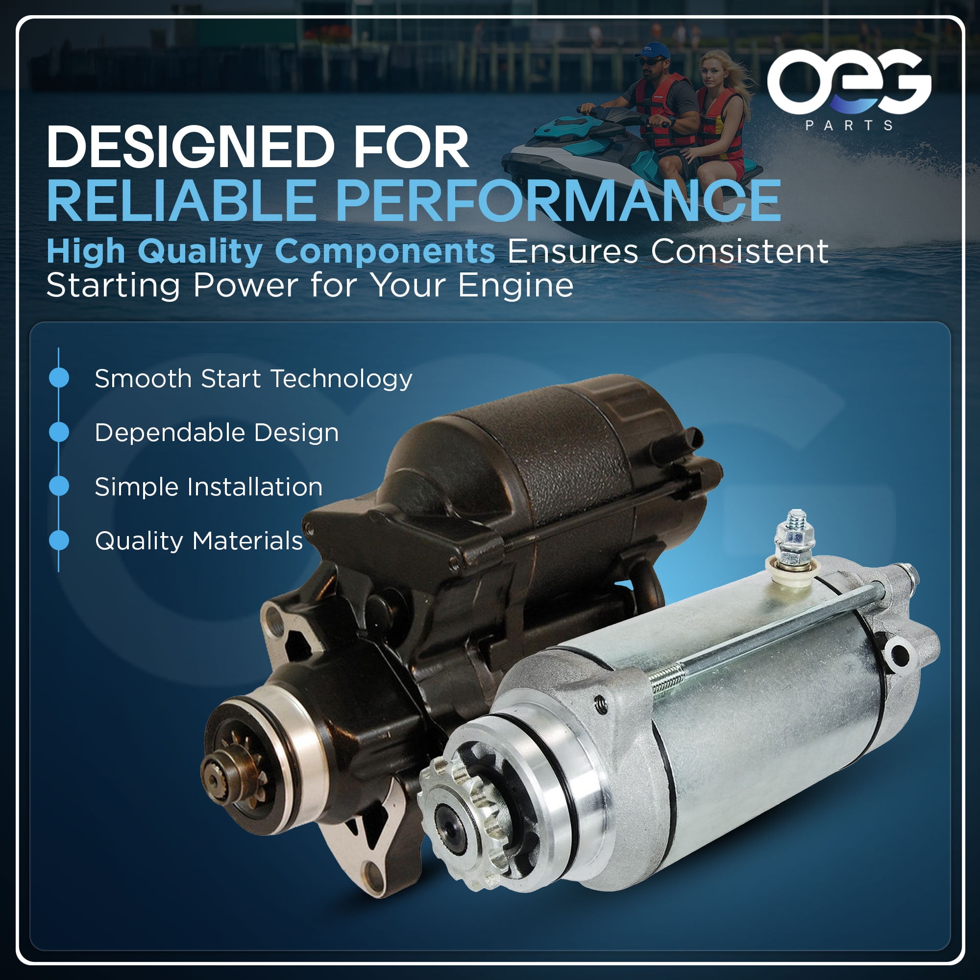 OEG Parts 12V Chrome Starter Motor for Harley Davidson FL Series (1965-1976) CCW Rotation jn6pj