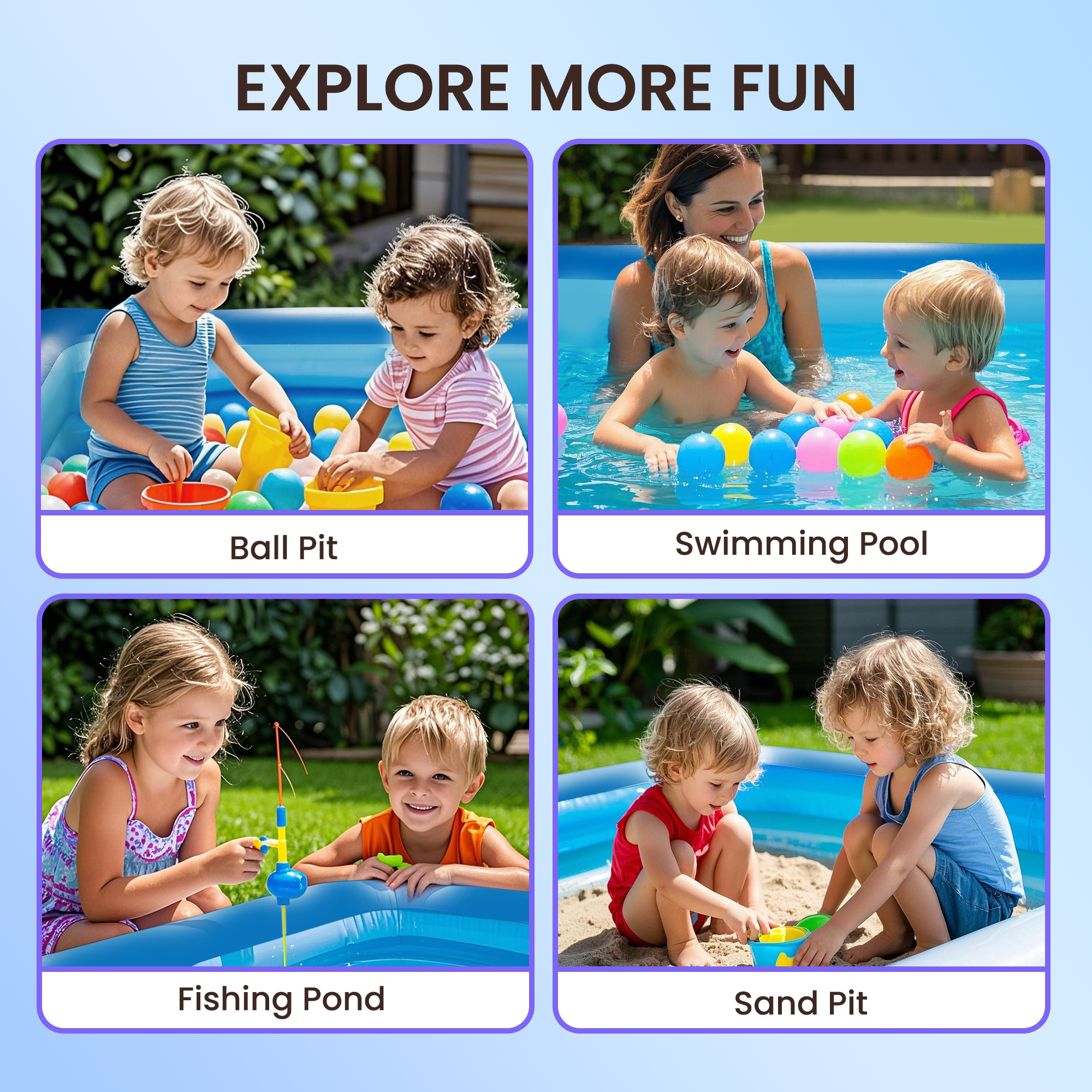 GVDV Inflatable Swimming Pool, Durable Thickened Family Lounge Pool for Kids and Adults (Blue, 6.9 x 5 x 1.8 ft) 1bucf