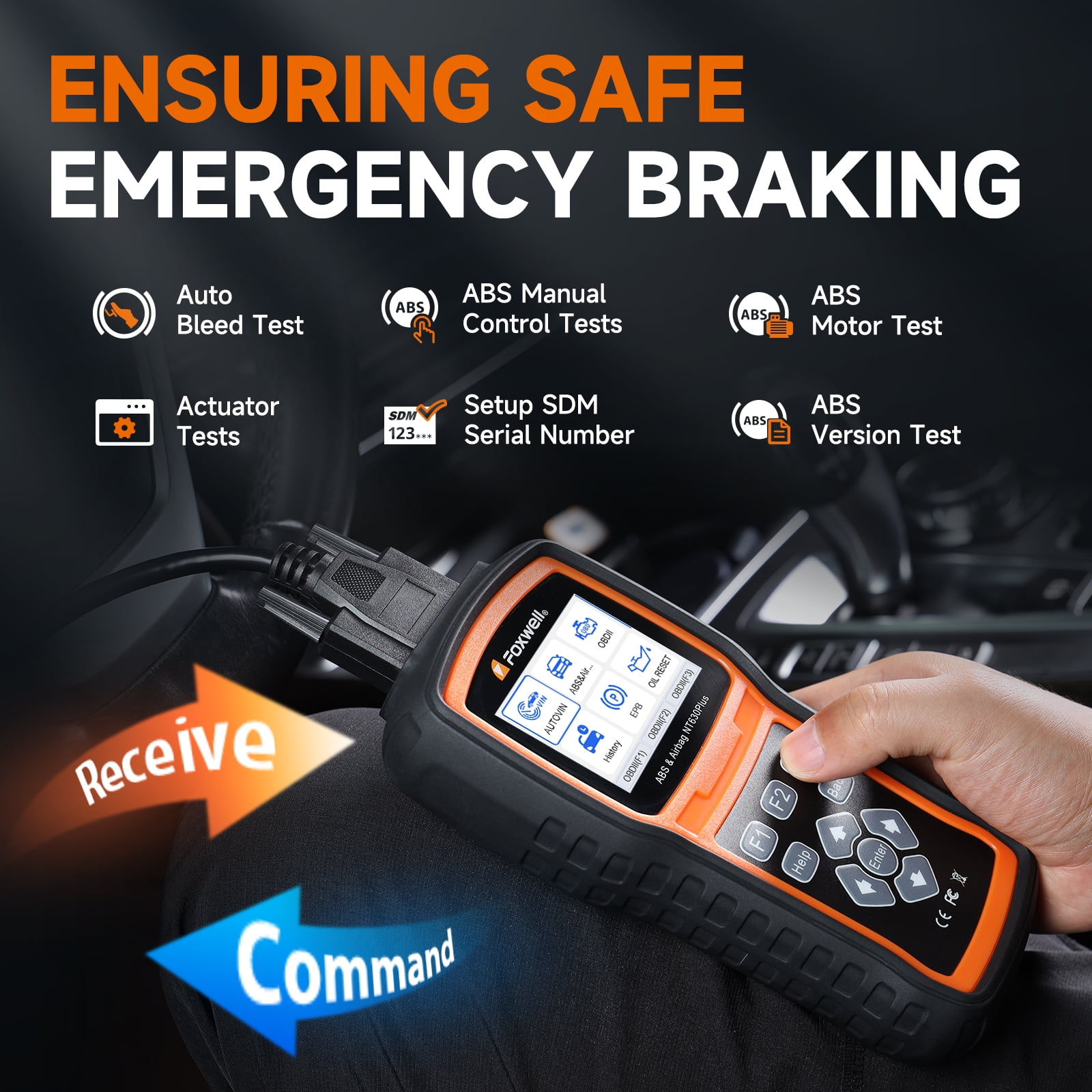 Foxwell NT630 Plus Bidirectional OBD2 Scanner Diagnostic Tool for ABS SRS SAS (Orange) dx4wt - Image 10