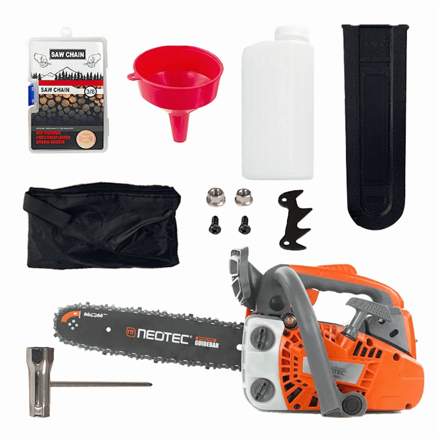 Neotec 25.4cc Gas Powered Top Handle Chainsaw for Tree Pruning and Wood Cutting (Grey, 12 in) 08fsn