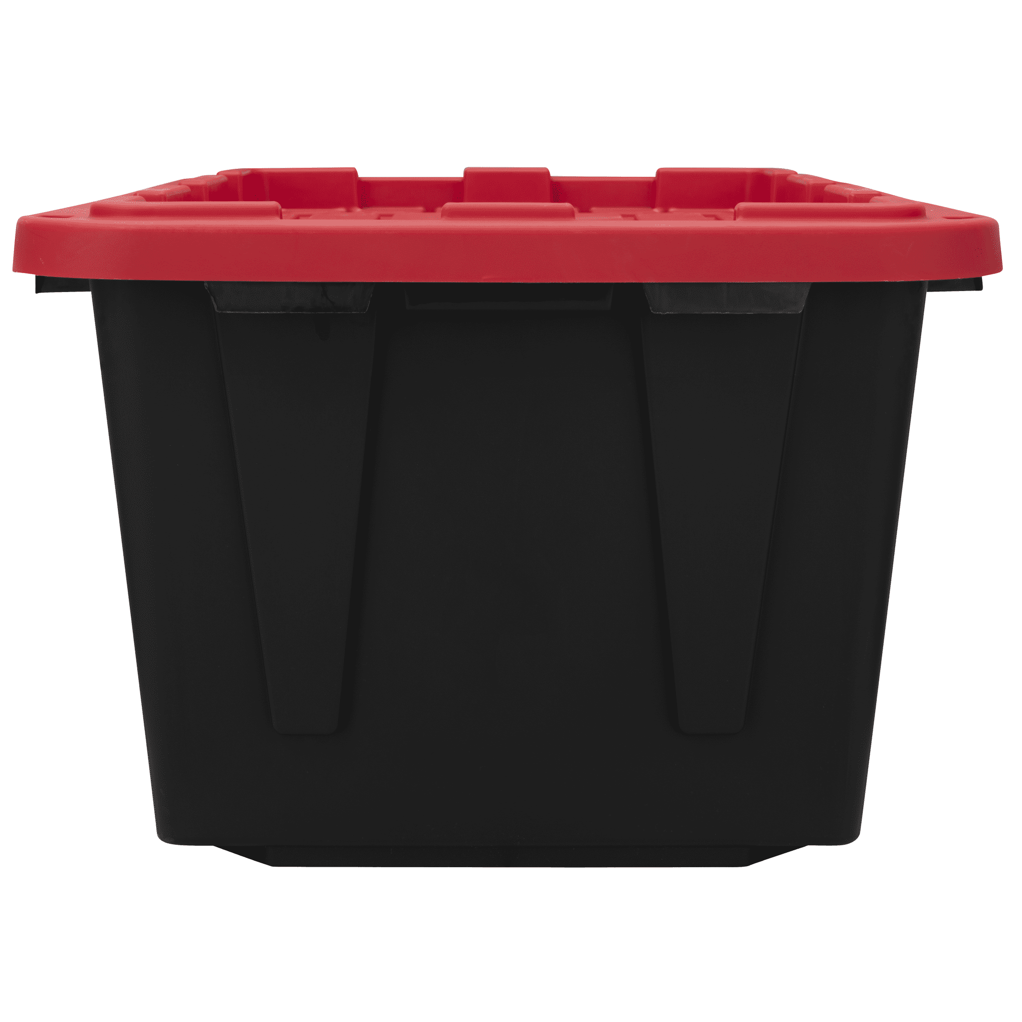 Hyper Tough 27 Gallon Heavy Duty Plastic Storage Bin with Snap-Fit Lid (Black and Red, 27 Gallon) 1y8o4
