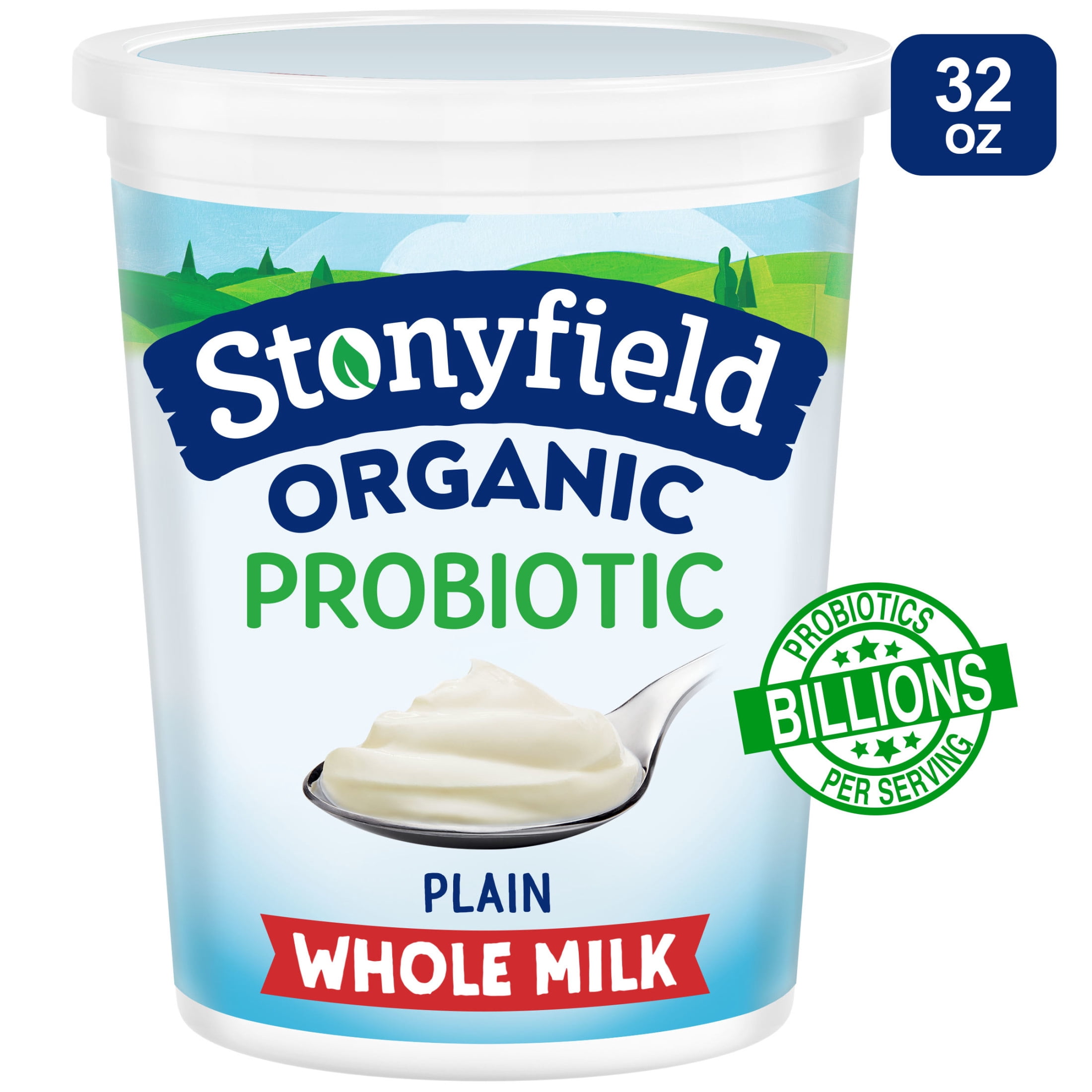 Stonyfield Organic Plain Whole Milk Probiotic Yogurt (32 oz) 4kuss