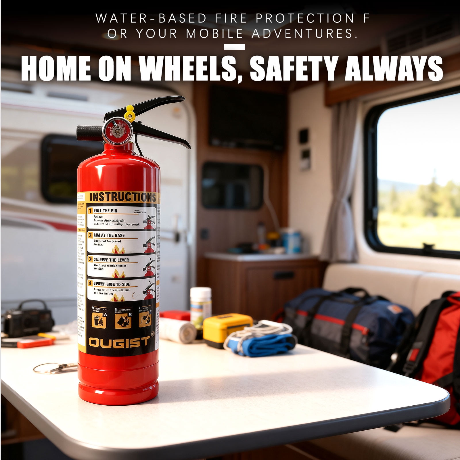 Ougist ABC Fire Extinguisher for Home and Vehicle, Multi-Purpose Dry Chemical Safety Device (Red, 2.5 lb) gfka7