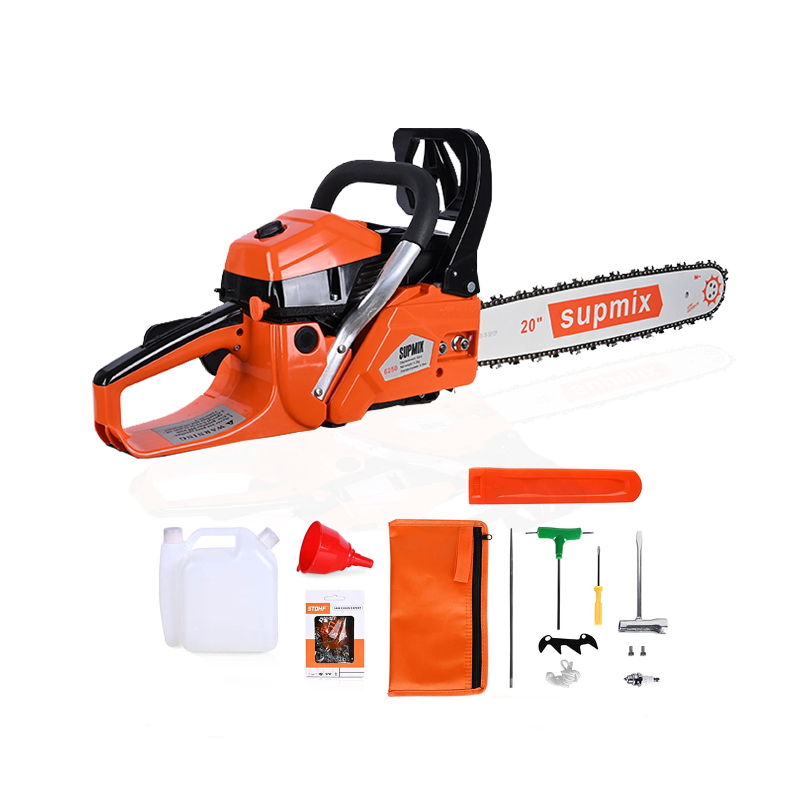 Supmix 62cc Gas Chainsaw, 20 in Professional Wood Cutting Power Saw (Red, 20 in) bjjox
