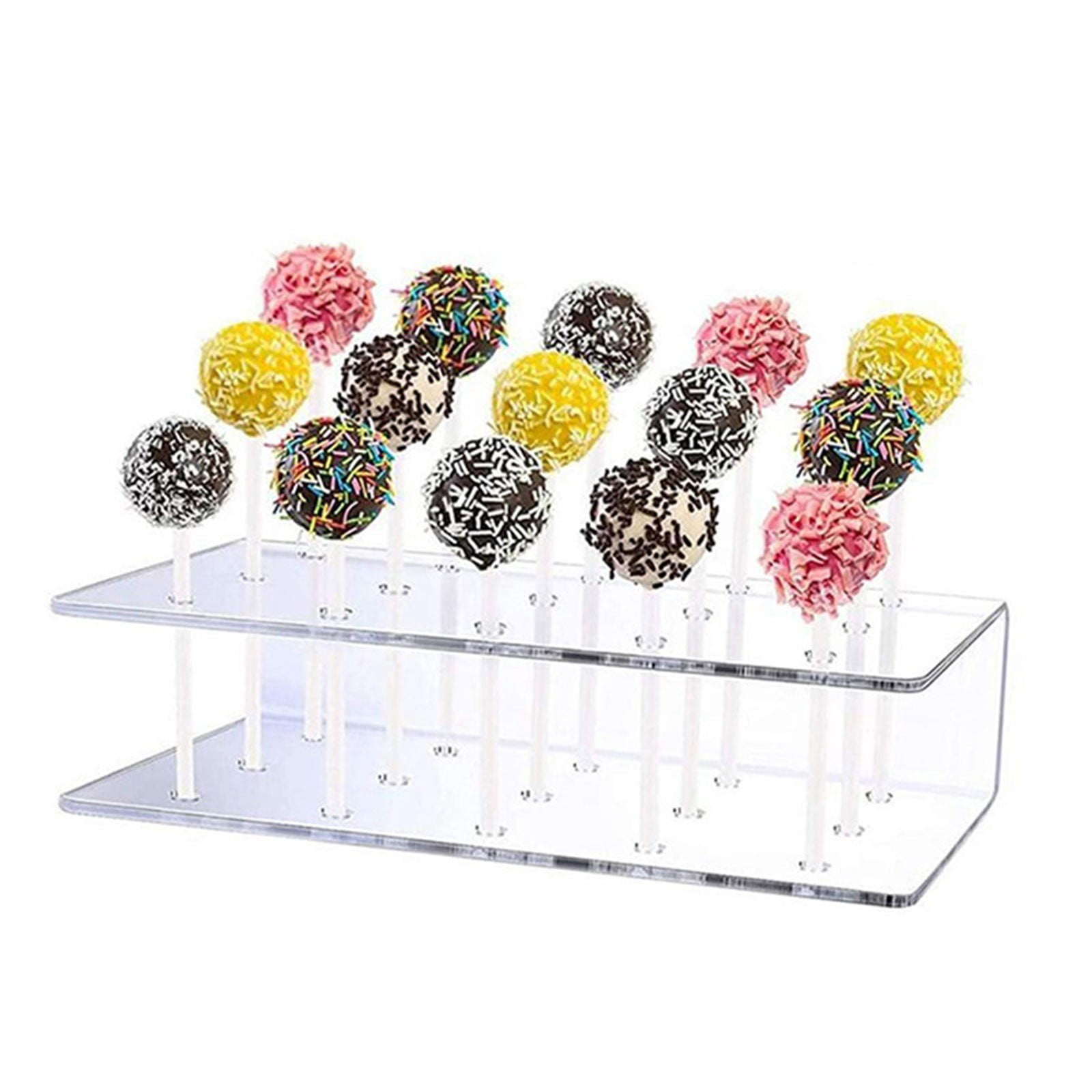 Liulin Cake Pop Stand, 20-Hole Clear Acrylic Lollipop Display Holder for Parties and Weddings (Clear, 6.3 in x 3.5 in x 1.5 in) vw6wj