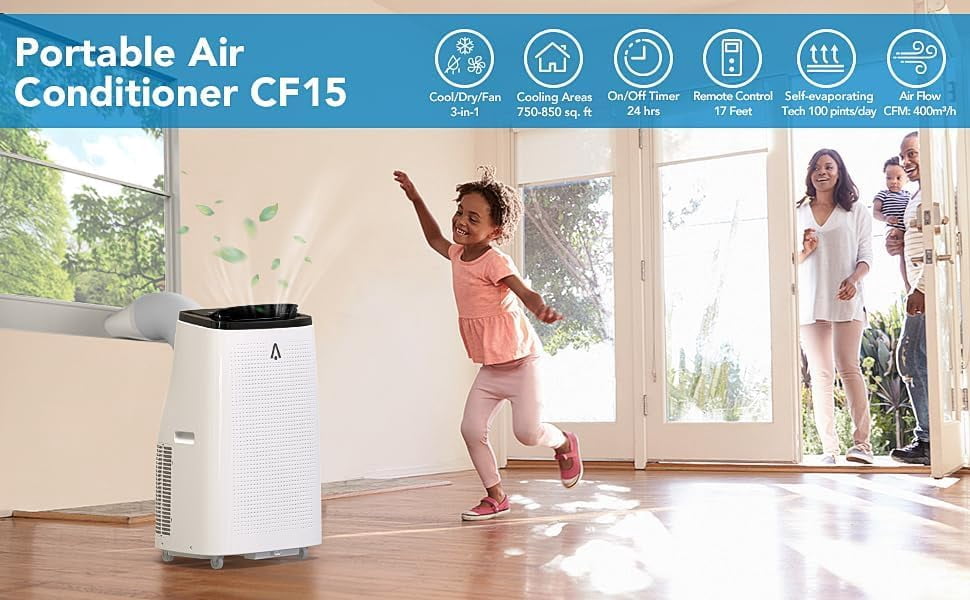 Generic Portable Air Conditioner 15,000 BTU Smart Cooling Unit for Rooms up to 850 Sq. Ft. (White, 15,000 BTU) gdogi