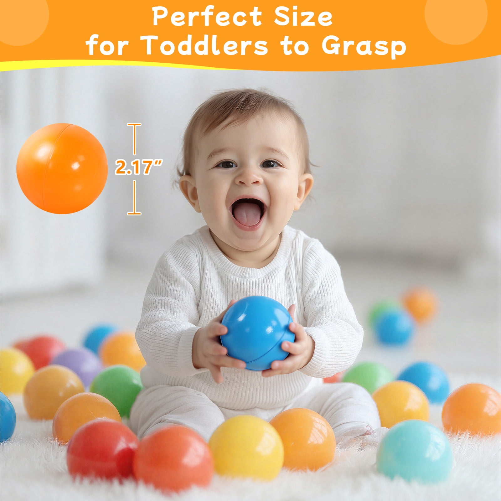 PigPigPen Ball Pit Play Balls, Crush-Resistant Plastic Sensory Toys for Toddlers (Multicolor, 50-Pack) o85y3
