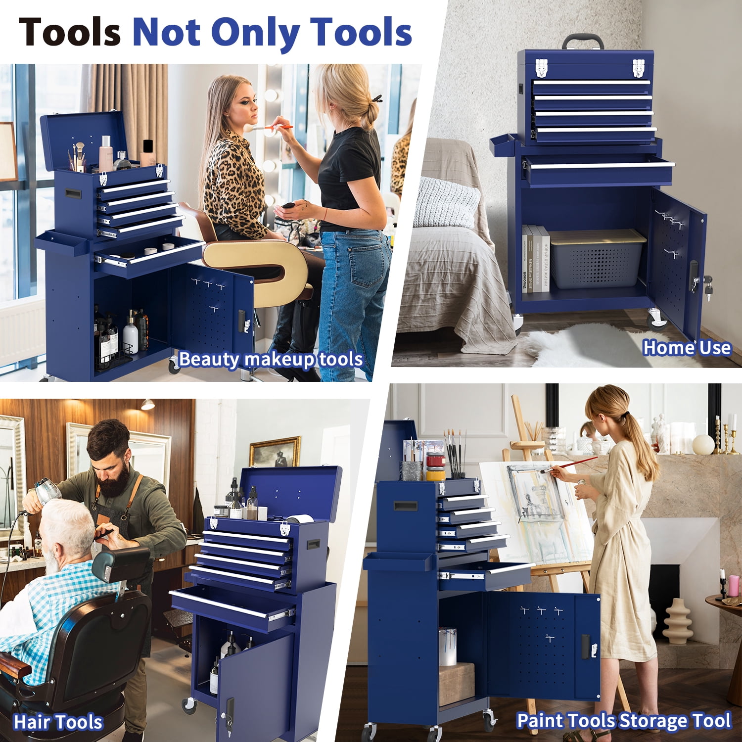 Odaof 5-Drawer Mechanic Tool Chest, Heavy-Duty Rolling Tool Cabinet with Locking System (Dark Blue, 20.67 in x 11.02 in x 41.14 in) nx7xr