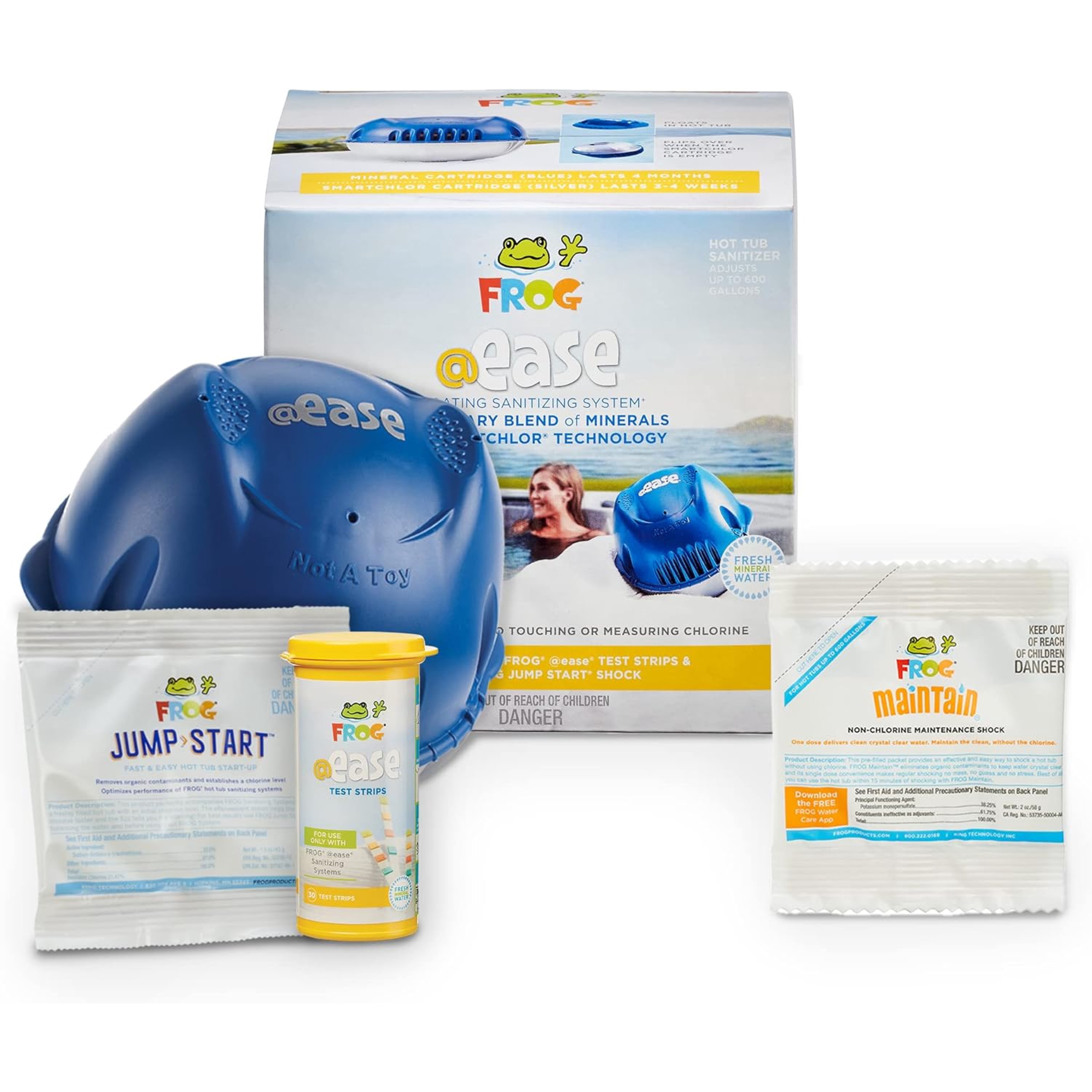 FROG @ease Floating System for Hot Tubs with Maintain Sanitizer (Up to 600 Gallons, 1 Pack) n7a3b
