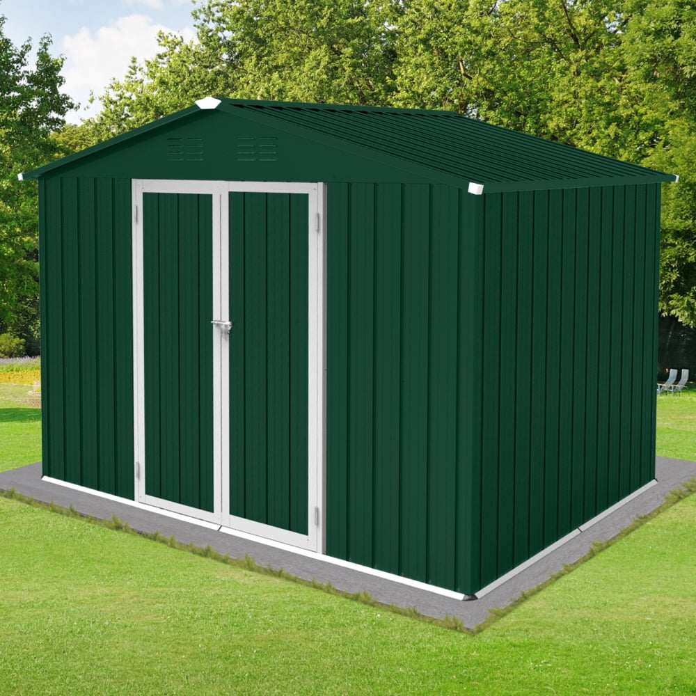 Generic Metal Garden Shed Outdoor Storage Building (Green and White, 6 ft x 8 ft) n1k9l