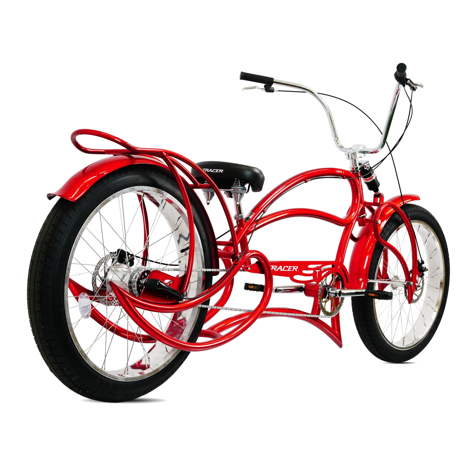 Tracer Bikes Leopard 3i Pro Chopper Stretch Cruiser Bike (Red, 26 in) xhln5