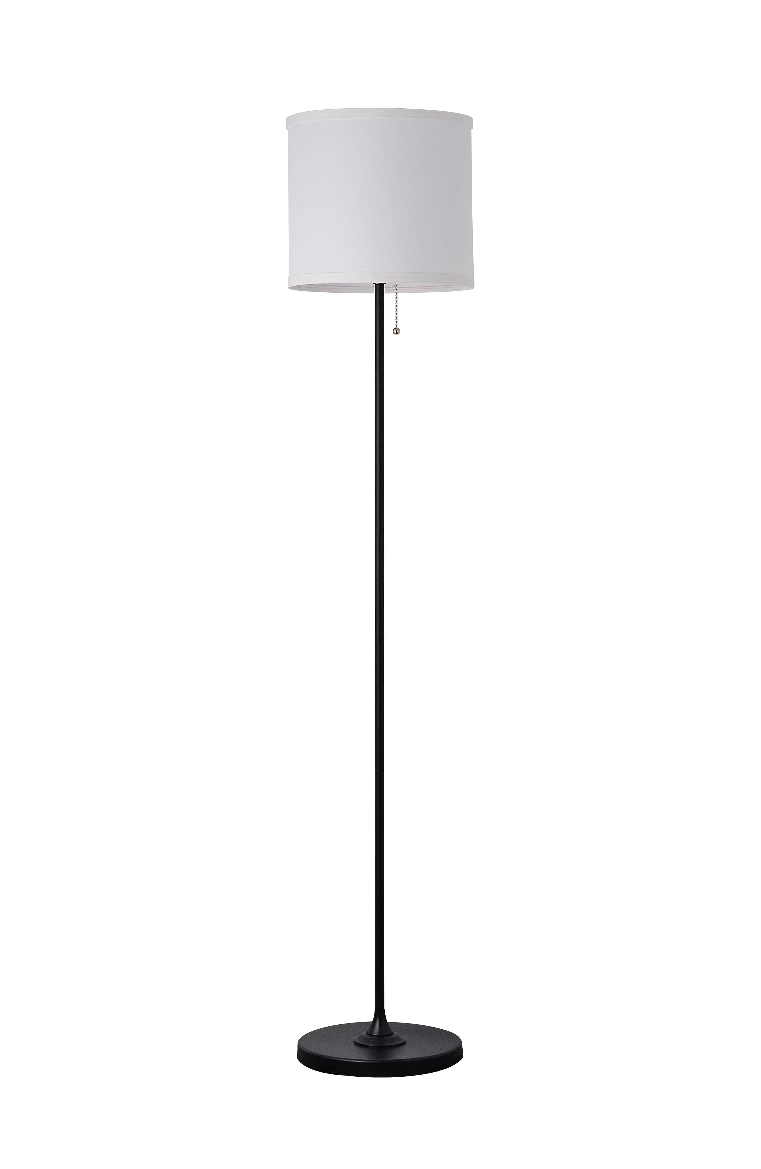 Mainstays Classic Shaded Floor Lamp with White Fabric Shade (Black, 56.5 in) 9s9qs