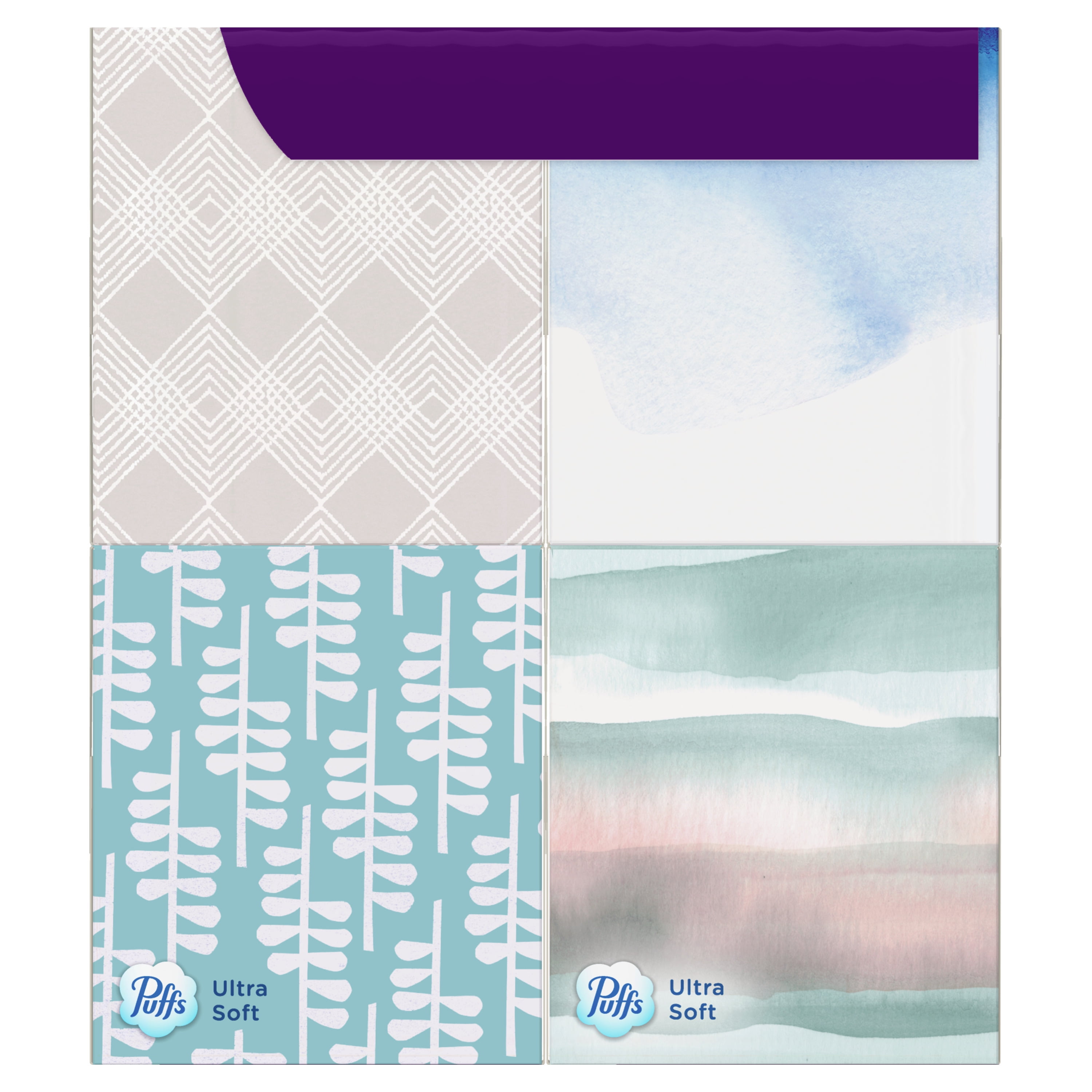 Puffs Ultra Soft Facial Tissues, Gentle Cushion-Soft Thickness (White, 4 Count, 224 Total Tissues) 5uzs6