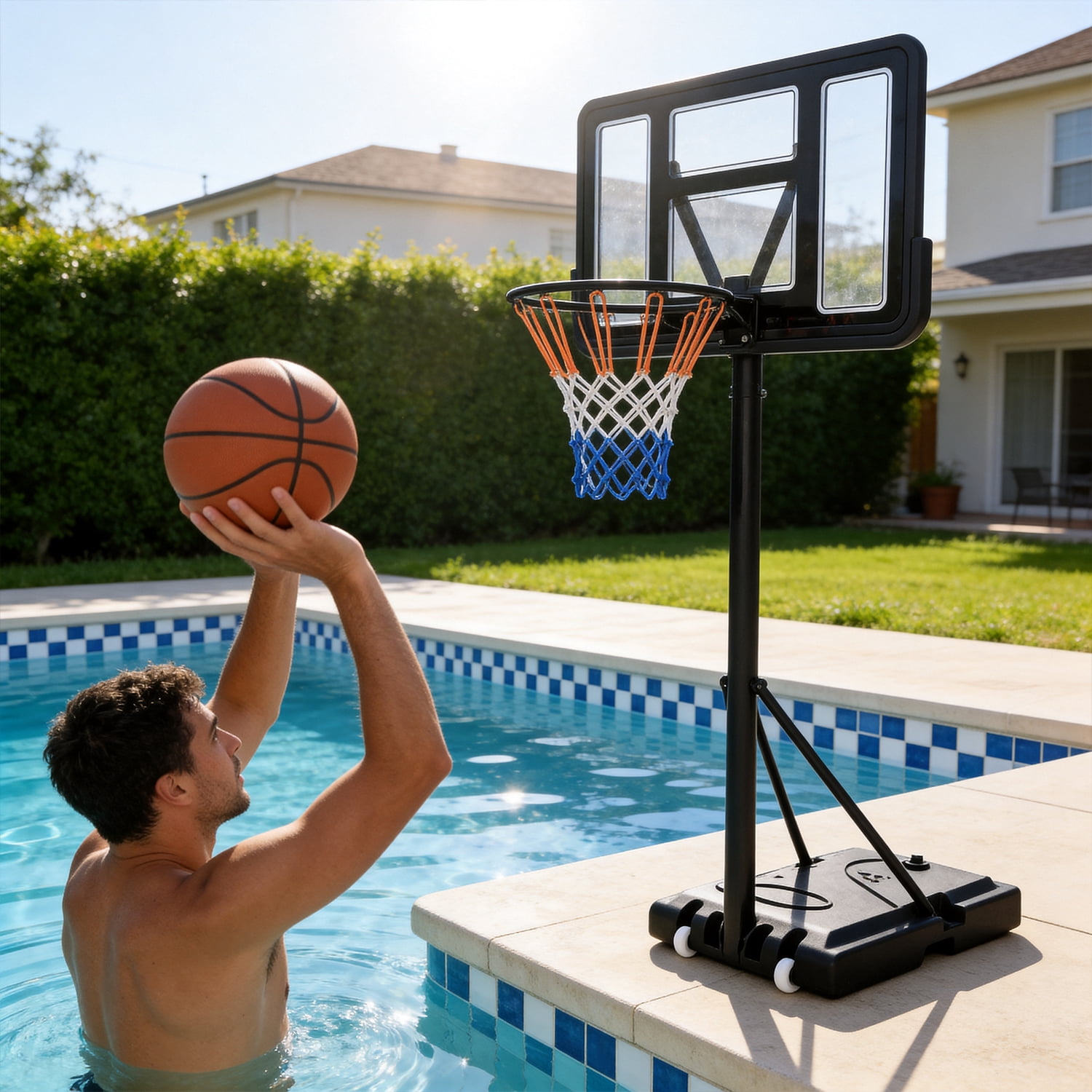 BN-LINK Portable Basketball Hoop, Height Adjustable Outdoor Basketball Goal with Shatterproof Backboard (Black, 43 in) 9cebf