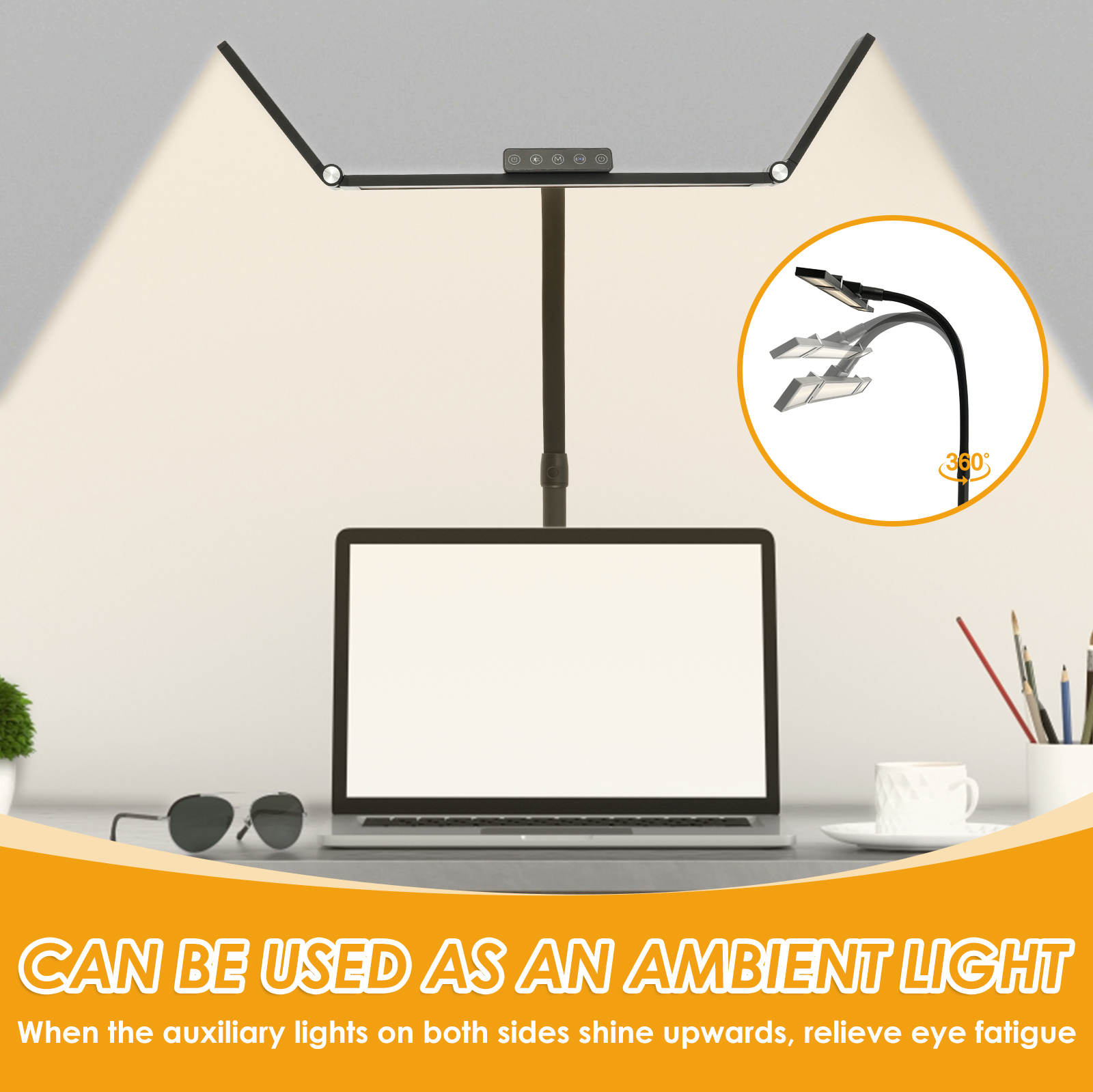 FVKRNYZ LED Desk Clamp Lamp, Adjustable Table Reading Light Bar, Eye-Protecting Task Lighting for Office and Home (Black, 24 W) 8zoal