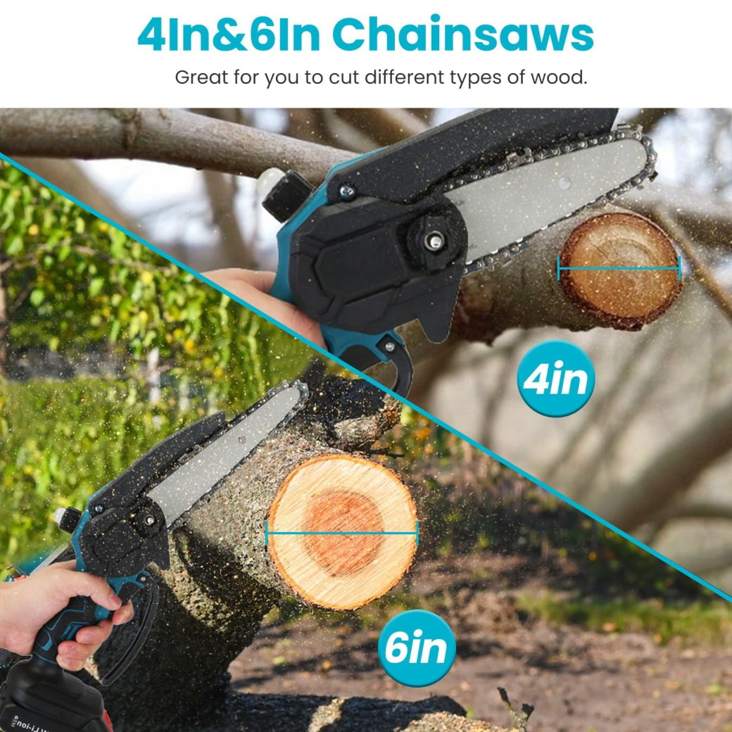 Triple Tree 4-in-1 Electric Pole Pruning Shears and Chainsaw Set (Blue, 5.5 ft) 7dhsg
