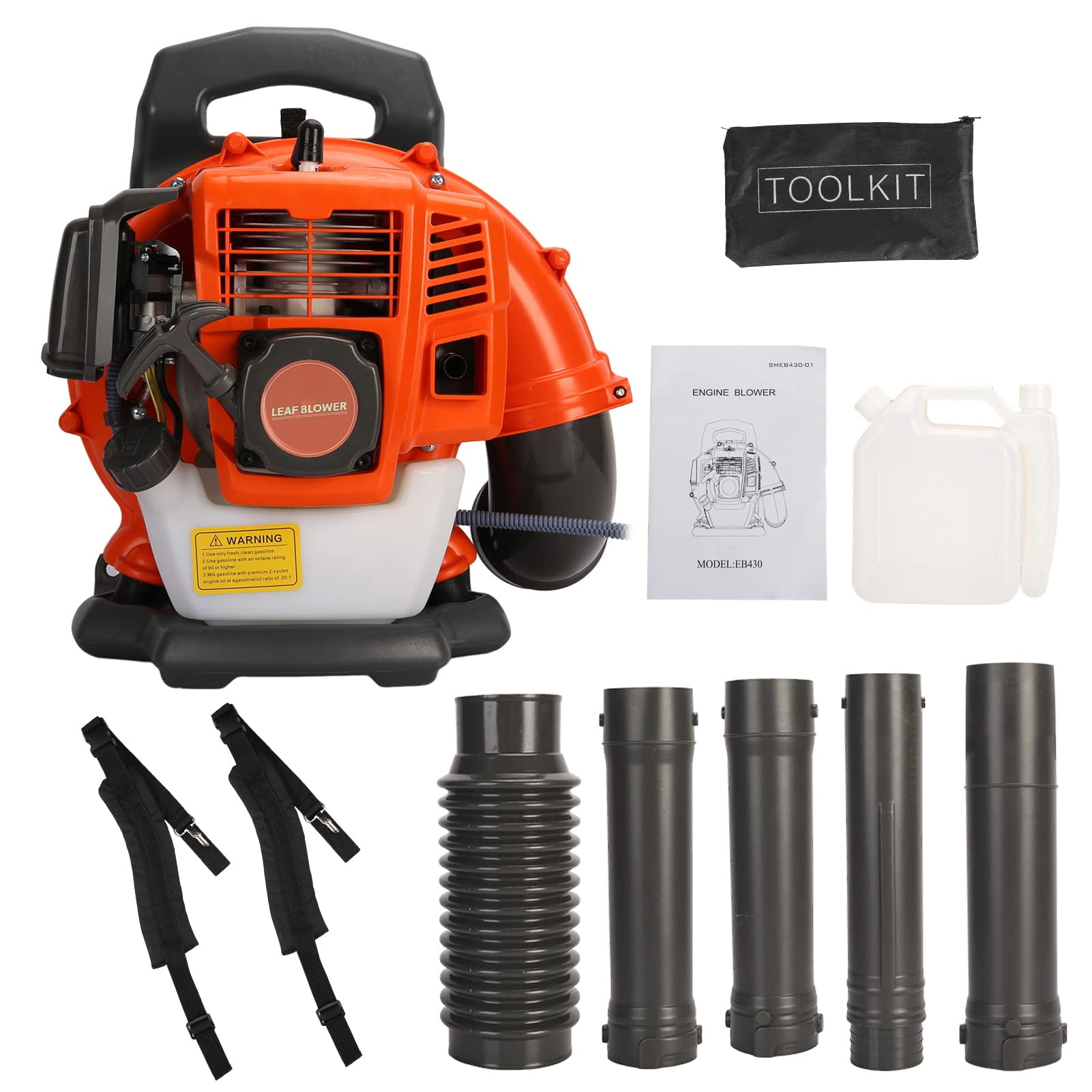 WETS Backpack Gas Powered Leaf Blower, 550 CFM 2-Stroke Engine for Lawn and Garden Maintenance (Orange) llsaa