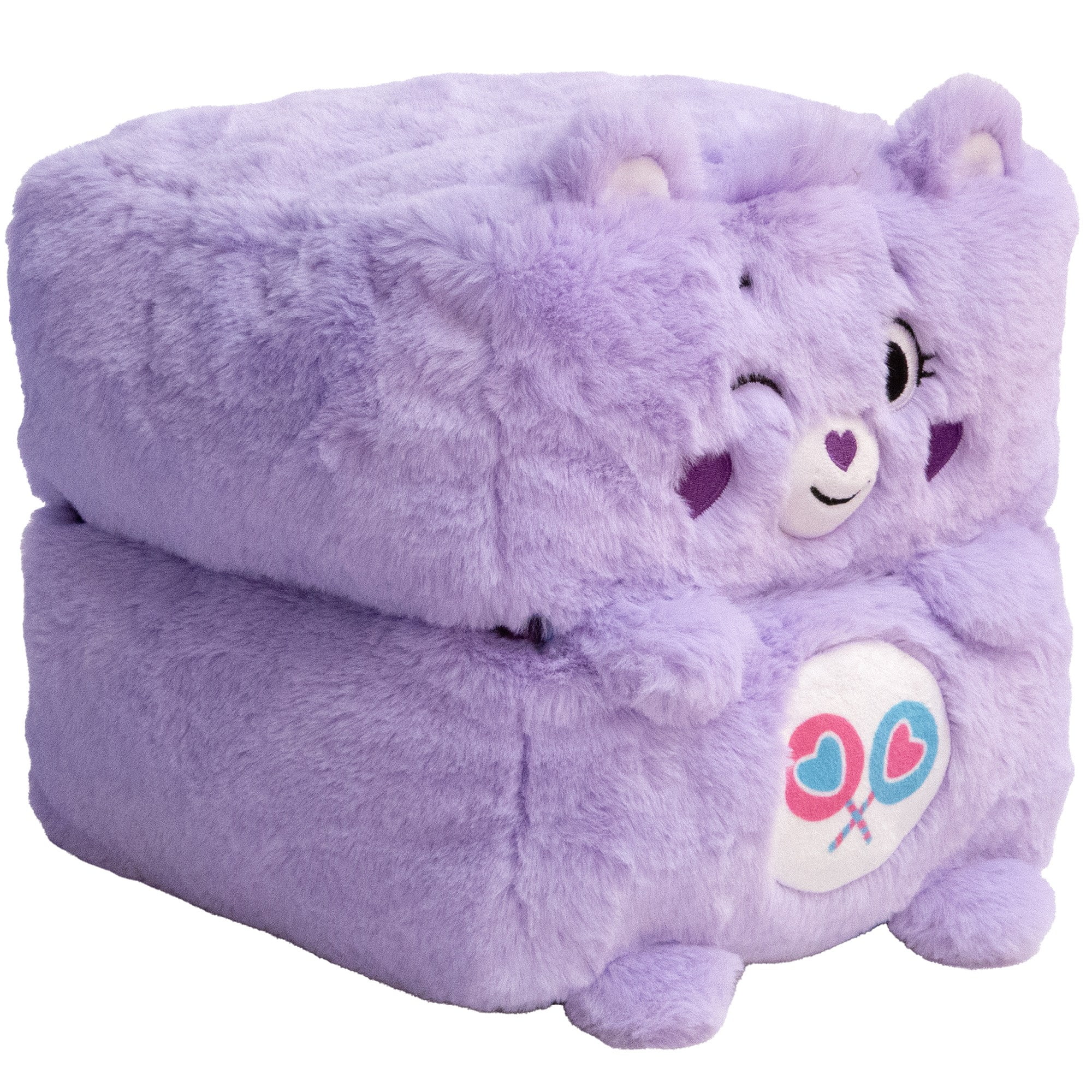 Happy Nappers Care Bears Pop N' Play Cube Share Bear Plush Pillow (Purple, 10 in) jgr45