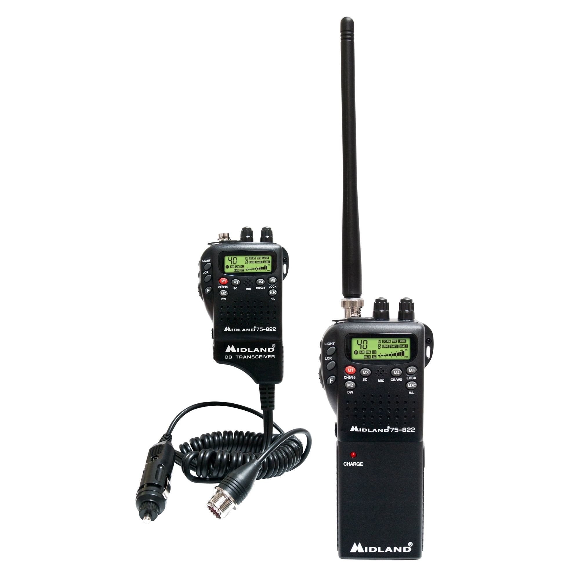 Midland 75-822 40-Channel Handheld CB Radio with Mobile Adapter (Black, 1 Pack) vag9z