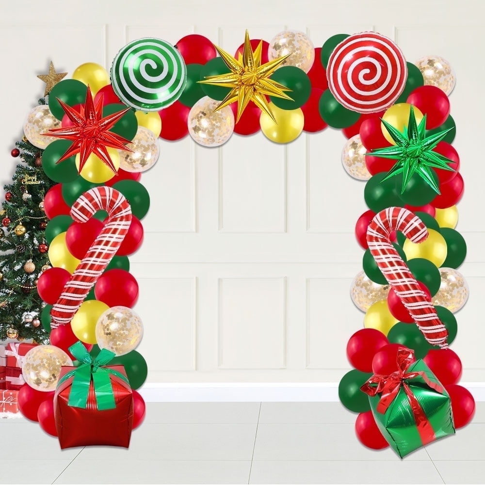 Qwaerplpn Christmas Balloon Arch Kit, Festive Holiday Party Decorations (Gold, Green, Red, 70 Piece) v9jtk