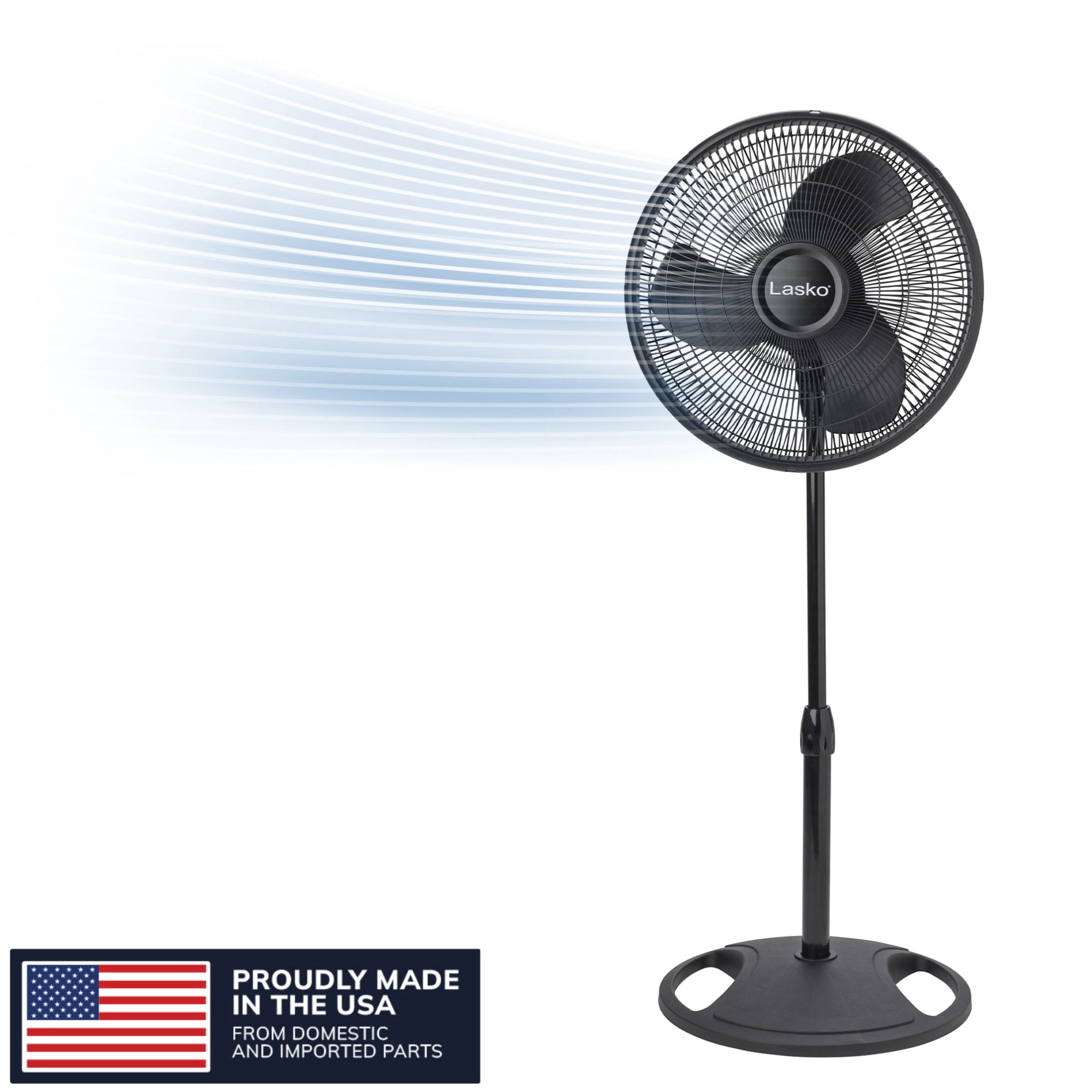 Lasko 16 in Oscillating Pedestal Fan with Adjustable Height and Tilt-Back Head (Black, 47 in Height) 8qr43