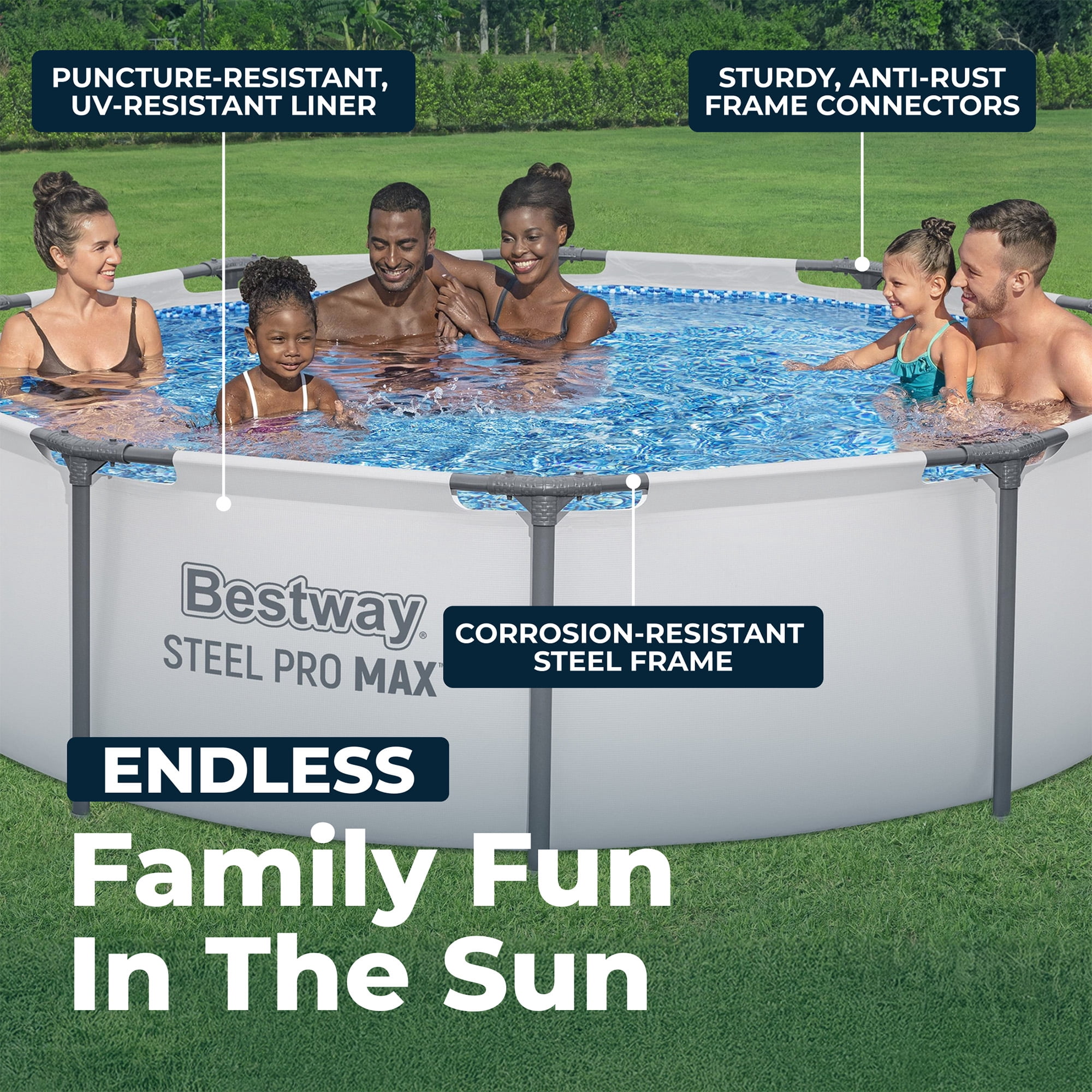 Bestway Steel Pro MAX Above Ground Pool Set with Filter Pump and Cartridge (Gray, 10 ft x 30 in) 9n7hm
