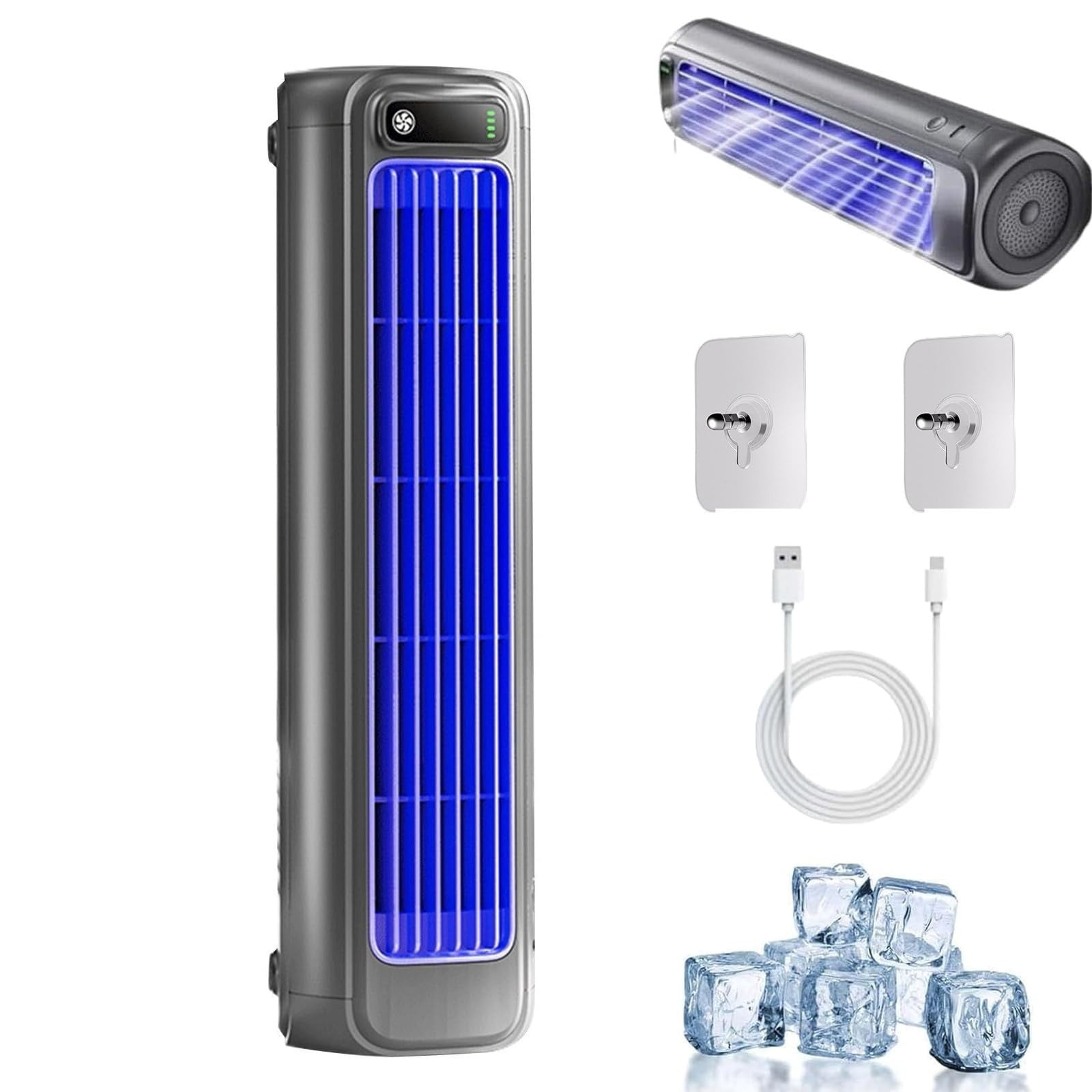 Generic Bladeless Tower Air Conditioner Portable Desktop Evaporative Cooler (Grey, 12.28 x 3.42 x 3.27 in) fu6ap