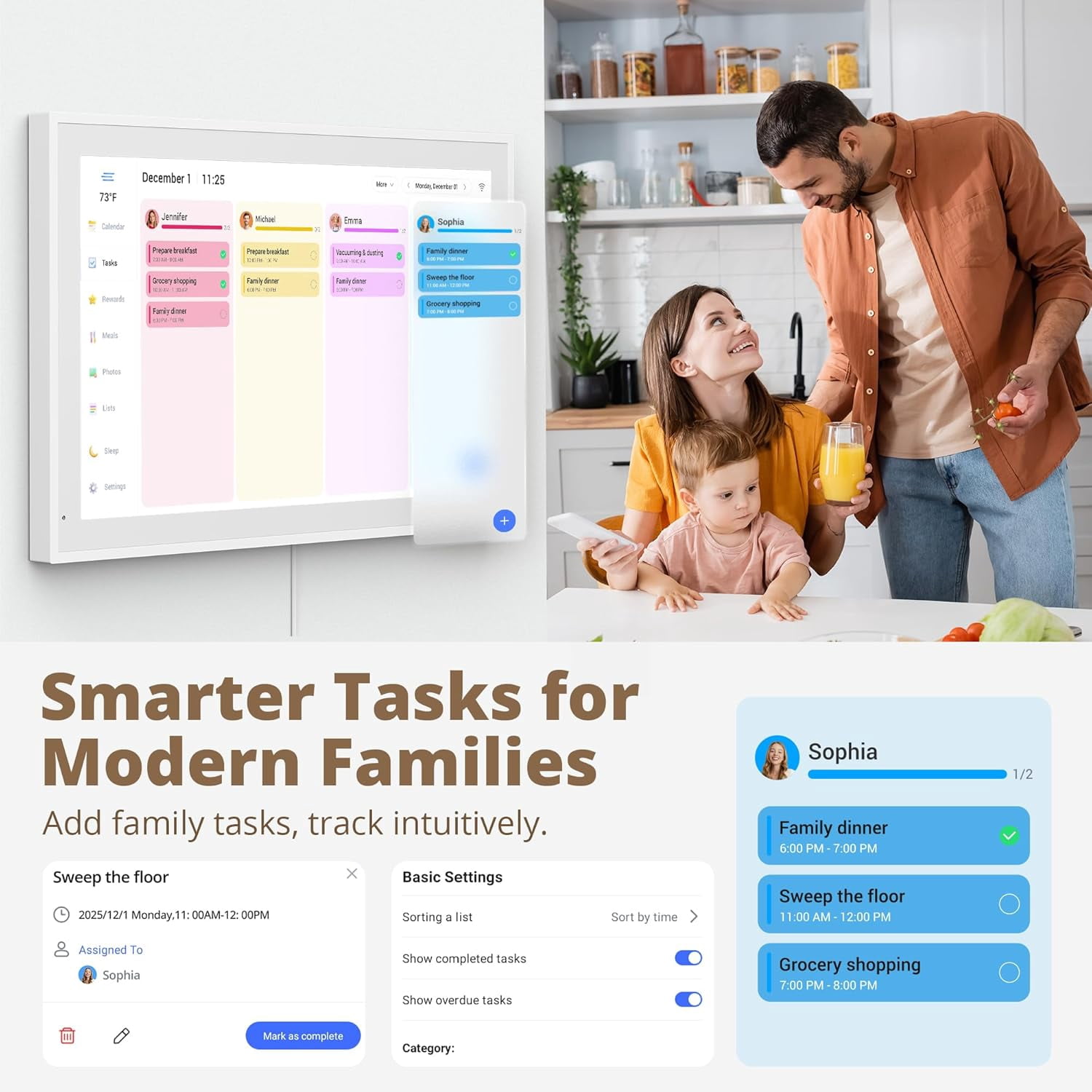 Dragon Touch 21.5 Inch Smart Digital Calendar and Family Planner with Chore Chart (White, 21.5 in) e8jpj