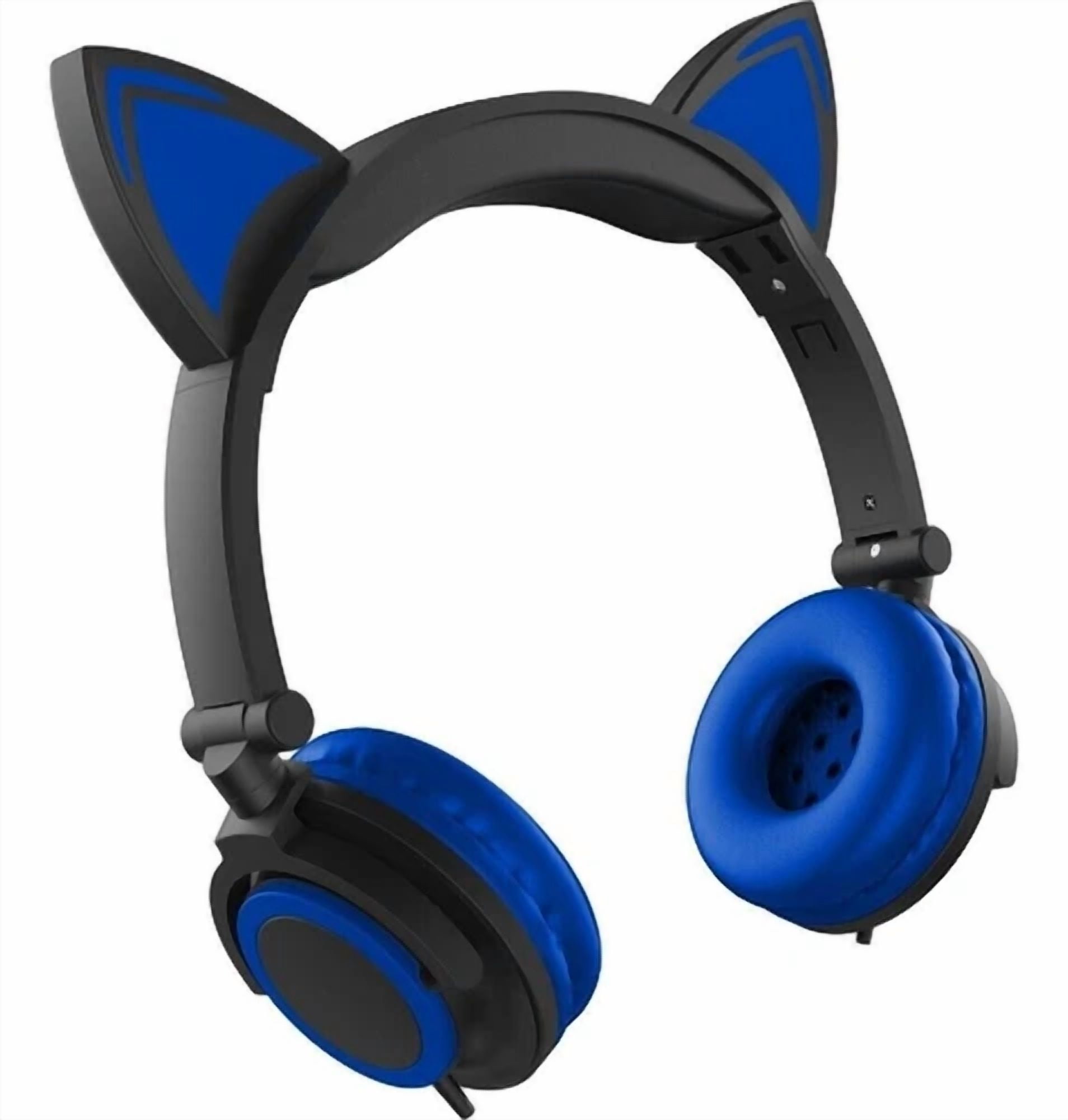 Rhea Hype Cat Ear LED Gaming Headphones with In-Line Microphone (Blue, One Size) 3e9oc