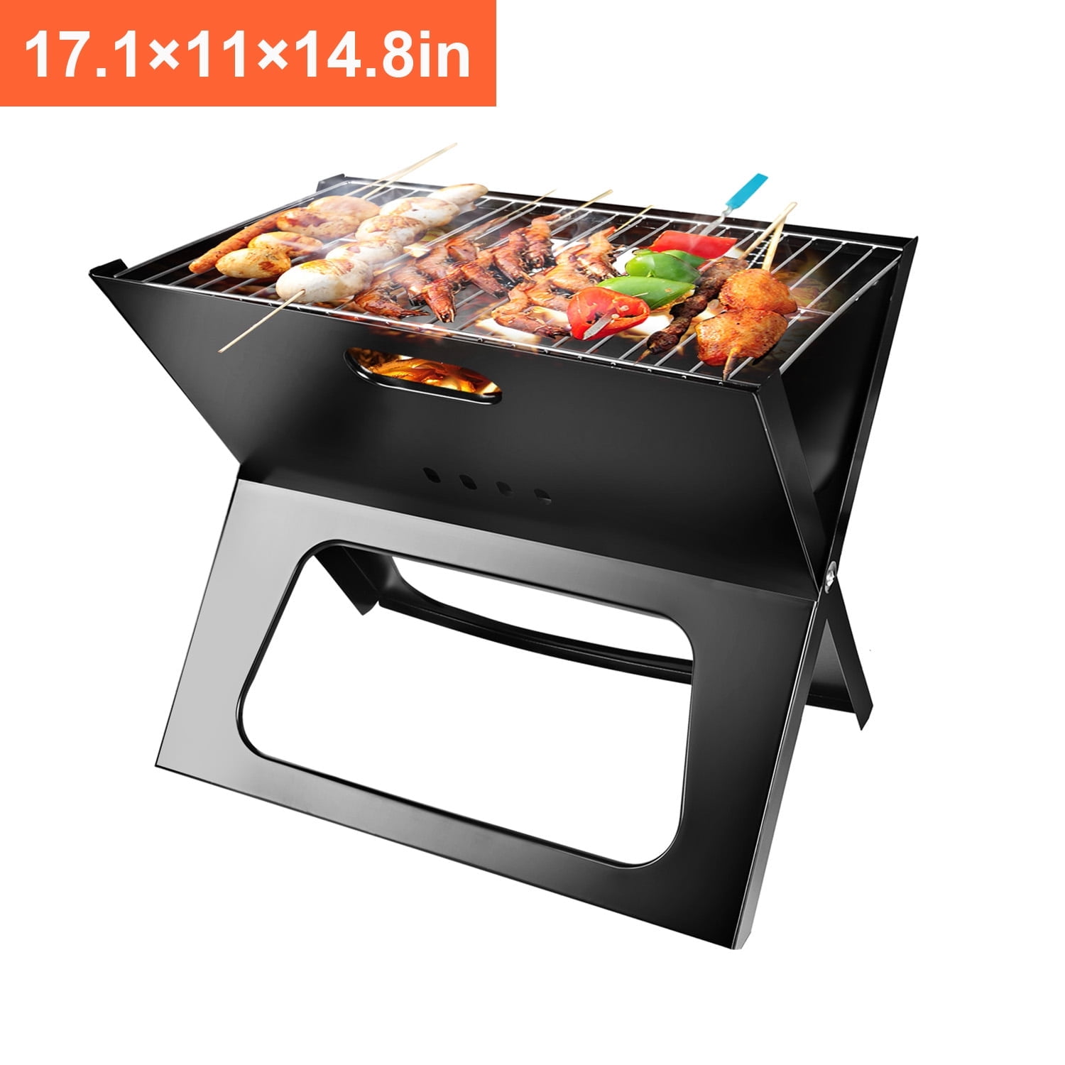 Imountek Portable Charcoal Grill, Foldable Outdoor Barbecue for Camping and Tailgating (Black, 17.1 x 11 x 14.8 in) 6effy