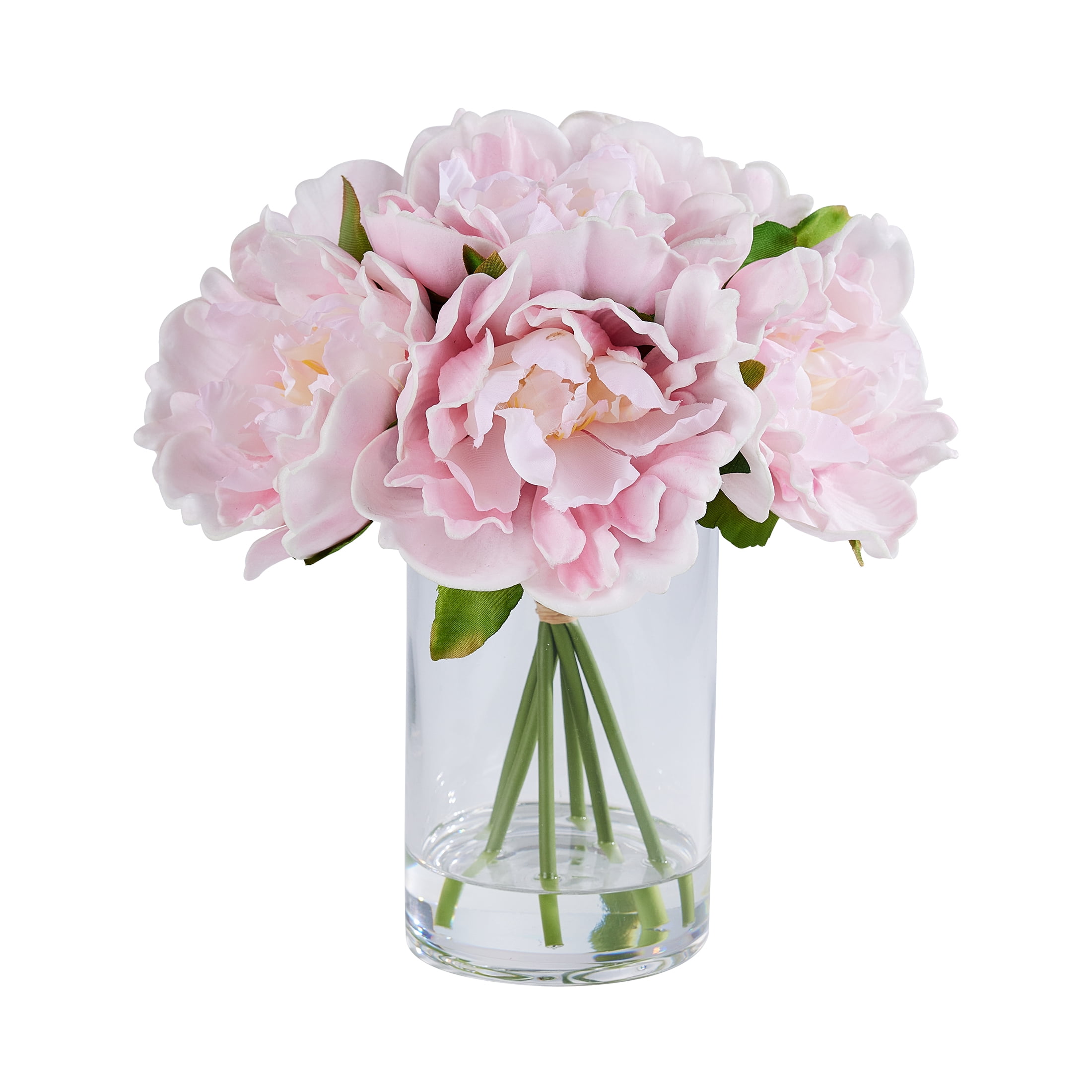 DR.Planzen Artificial Peony Flower Arrangement with Glass Vase (Pink, 10.6 in) 0ln0c