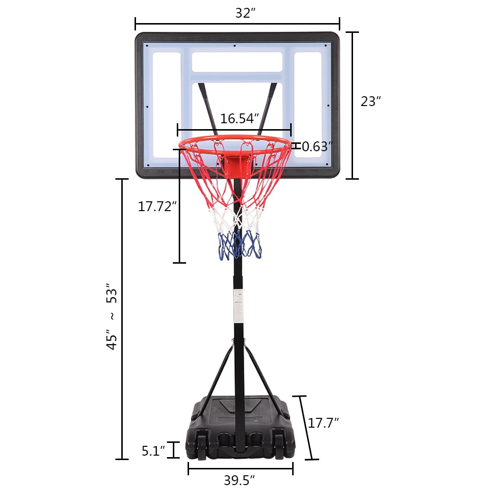 Ktaxon Portable Poolside Basketball Hoop, Adjustable Height Swimming Pool Goal (Black, 45 in - 53 in) 3avxu