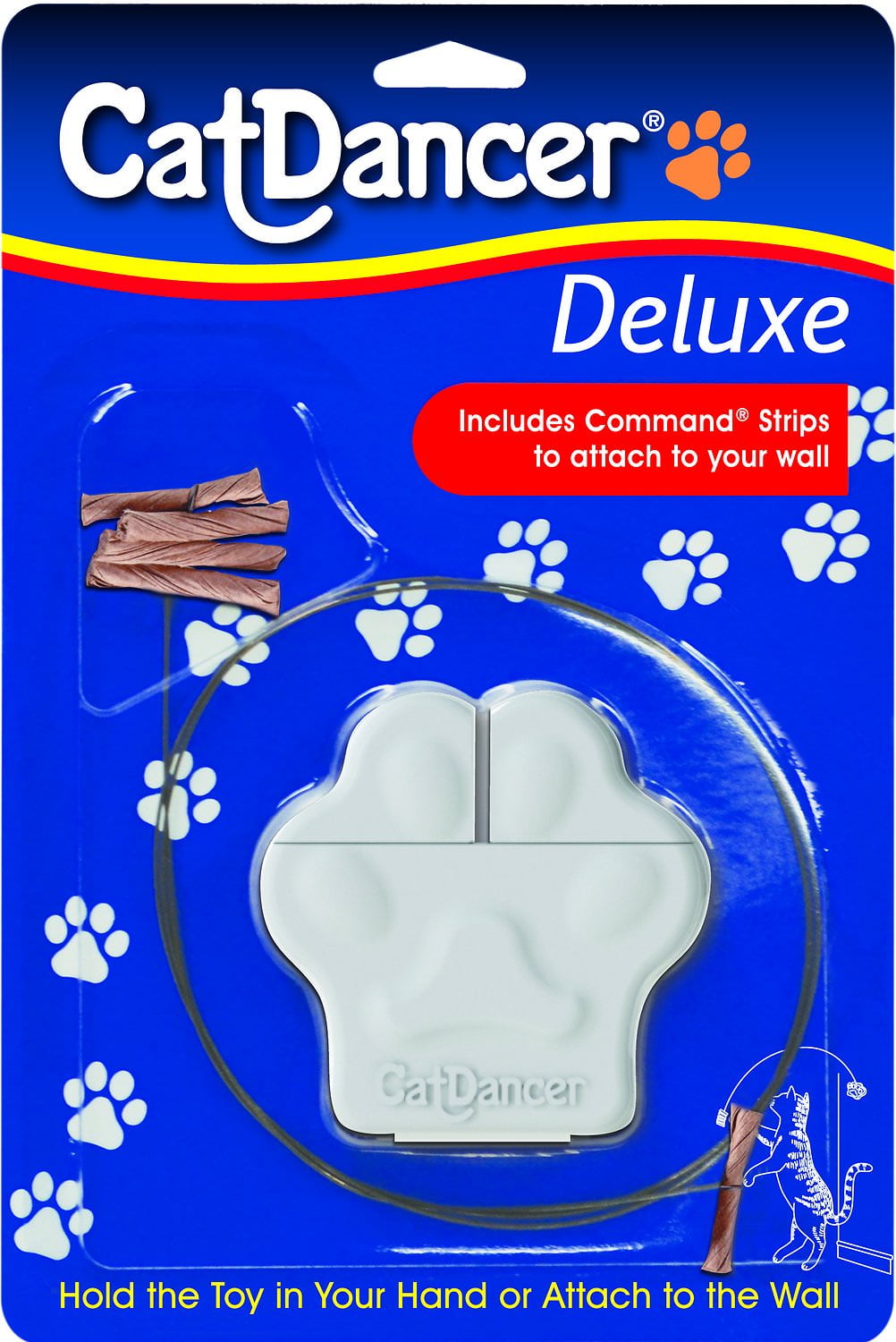 Cat Dancer Deluxe Interactive Wand Cat Toy with Wall Paw (Assorted, 1 Pack) ey3wt
