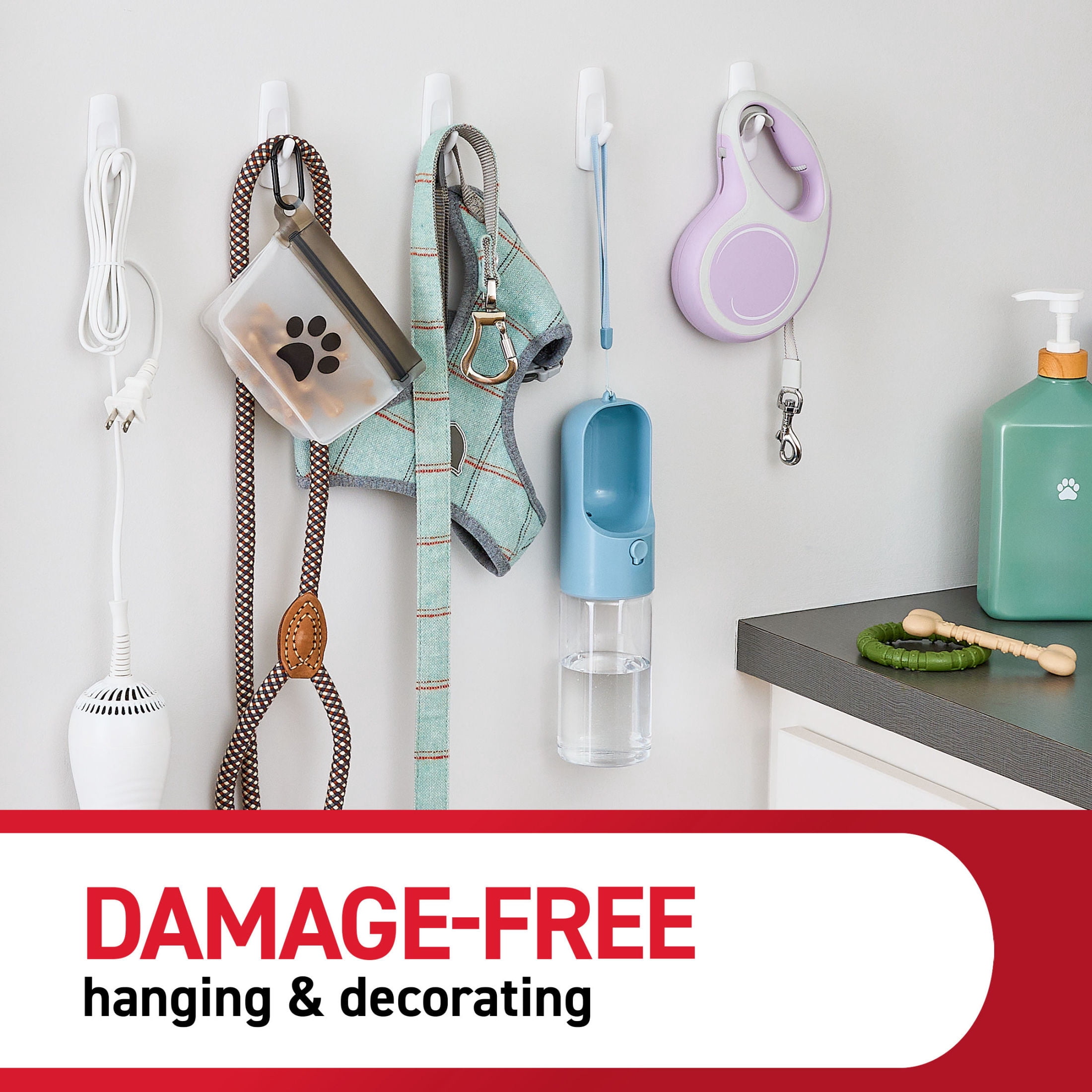 Command Medium Wire Toggle Hooks, Damage-Free Wall Hanging Organizer (White, 7 Hooks and 8 Strips) crmu7 - Image 6