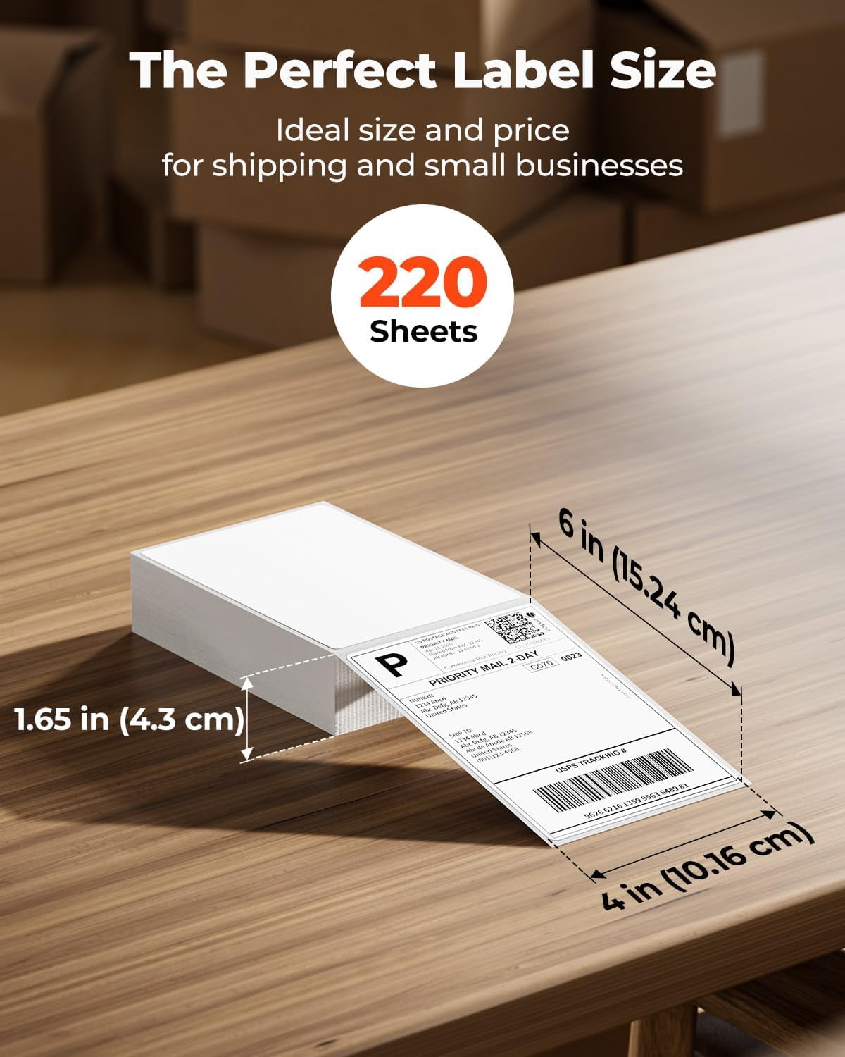 Munbyn 4 in x 6 in Direct Thermal Shipping Labels, Commercial Grade Adhesive for Logistics and Packaging (White, 220 Sheets) hoemg