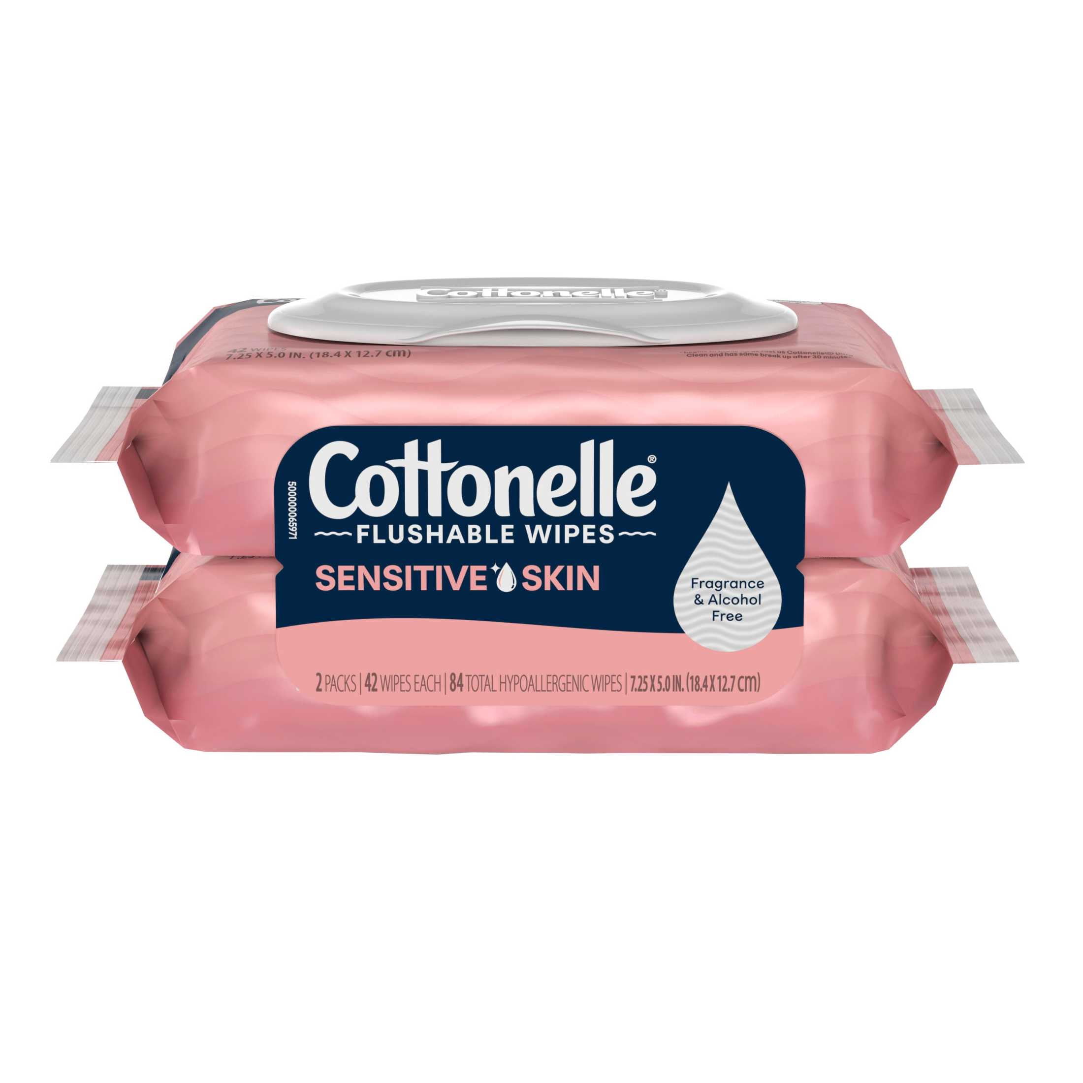 Cottonelle Fragrance Free Flushable Wet Wipes, Gentle Cleansing Personal Care (White, 84 Count) fr0oo