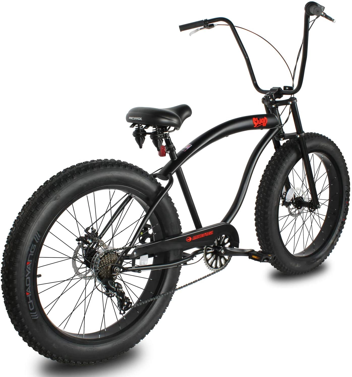 Micargi Slugo SS 7-Speed Fat Tire Cruiser Bike (Matte Black, 26 in) jnlrt