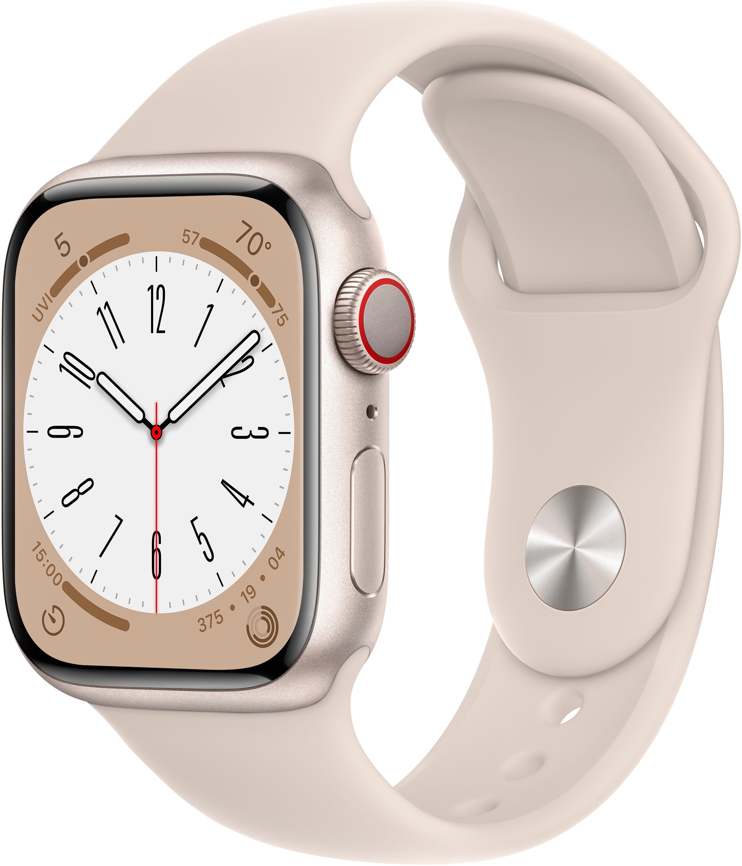 Apple Watch Series 8 GPS + Cellular Smartwatch (Starlight Aluminum, 41 in) j4u2f