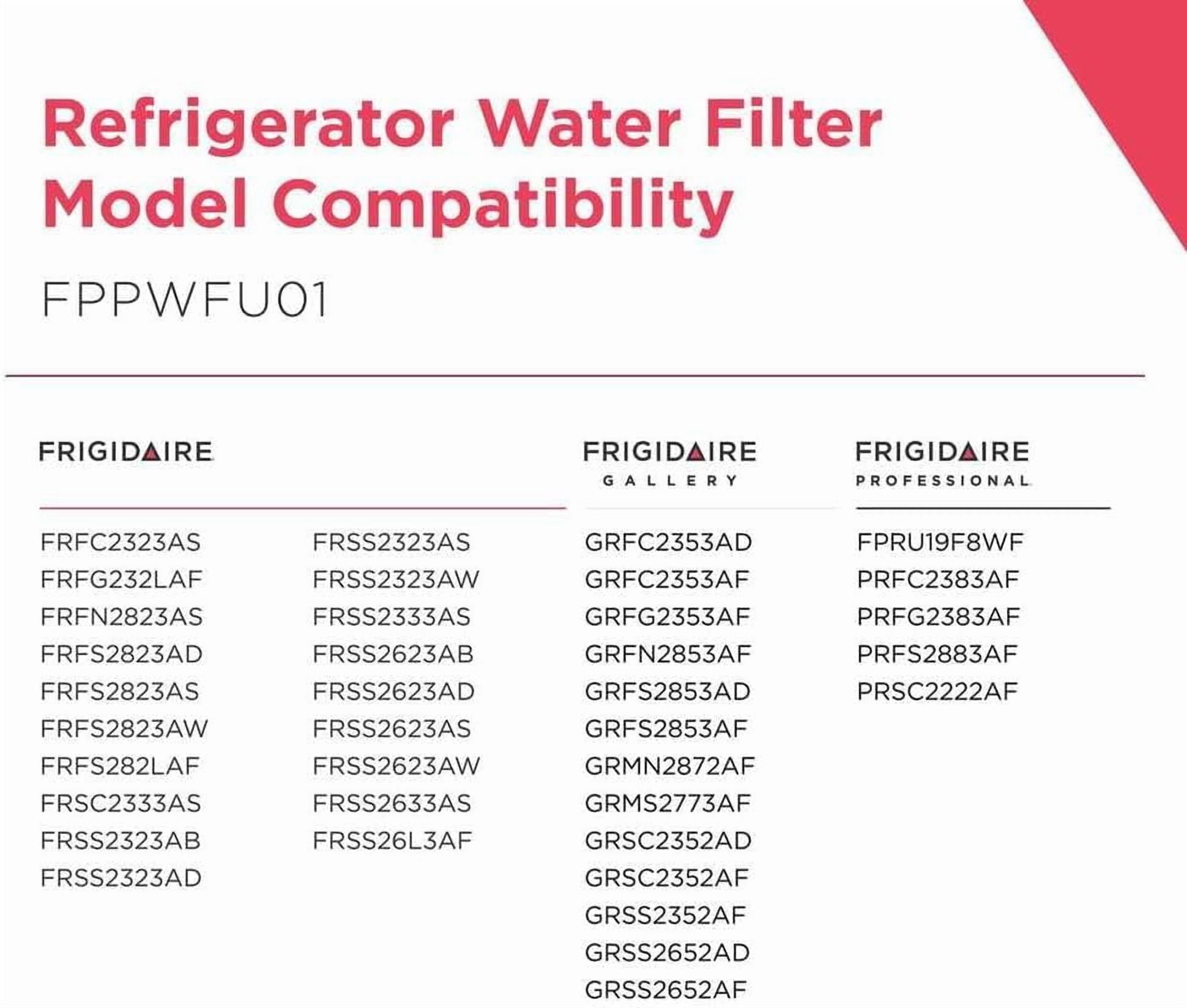 Frigidaire PurePour PWF-1 Refrigerator Water Filter Replacement (4-Pack, 9.5 in) ueclo