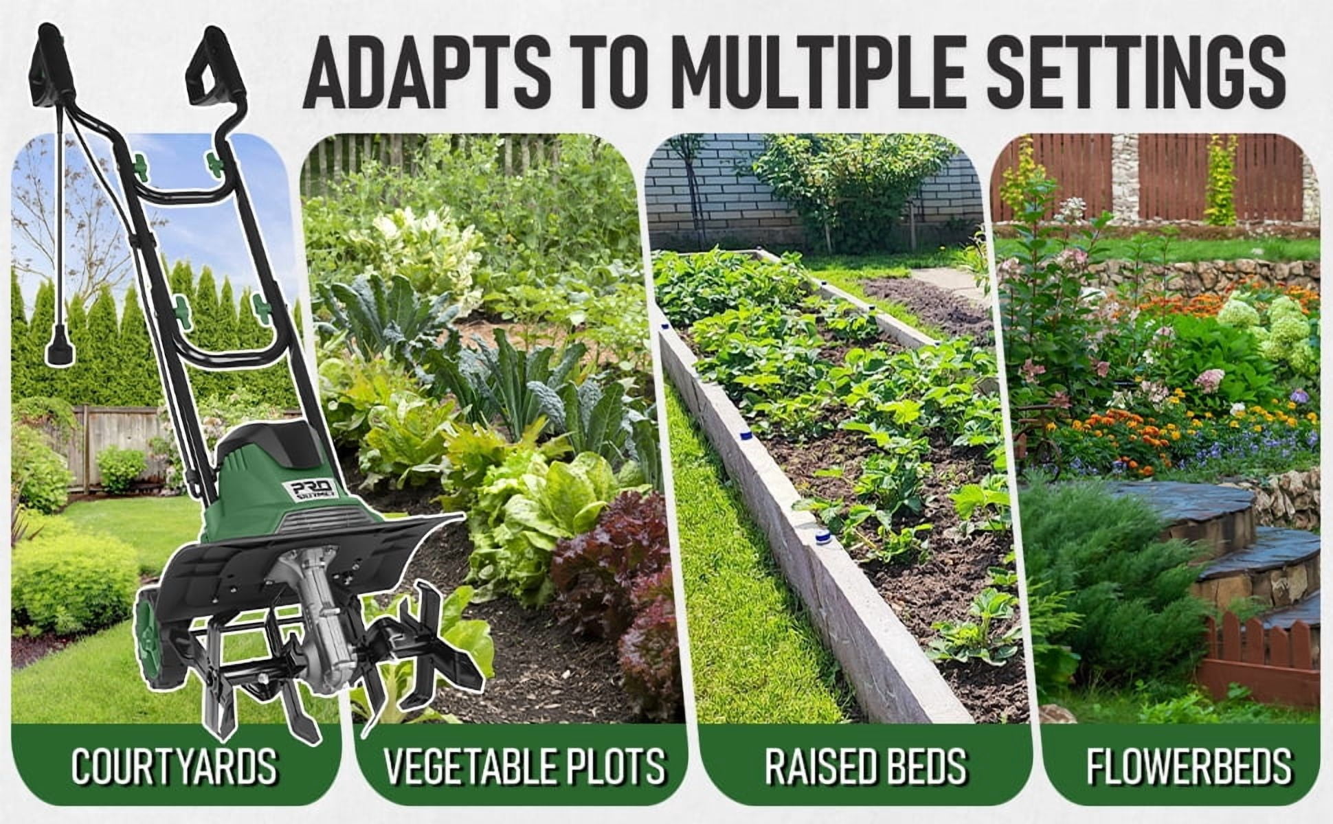 Prostormer Electric Garden Tiller, 10 Amp Rotary Cultivator with Foldable Handle and Adjustable Wheels (14 in) 4r0e6