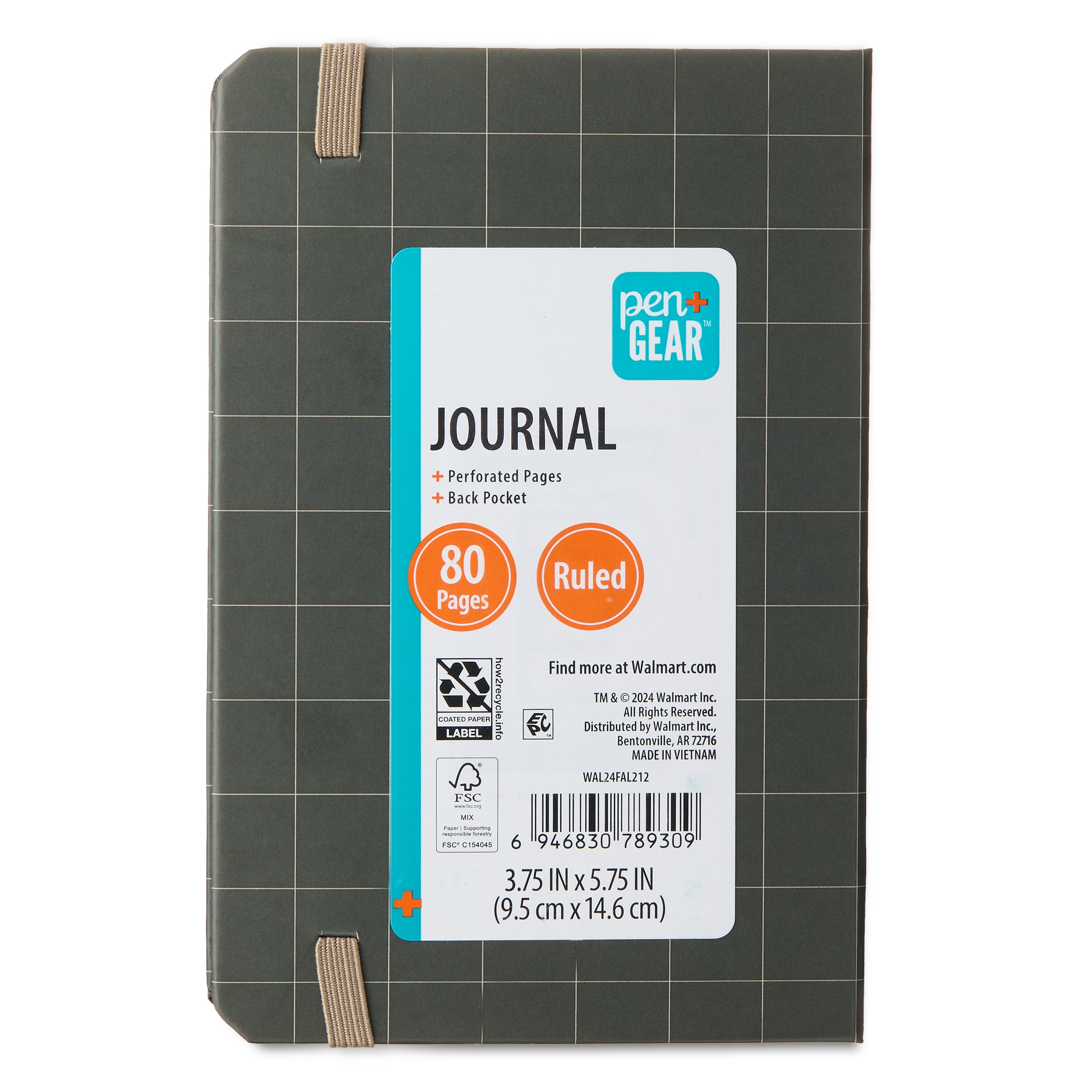 Pen+Gear Small Ruled Journal with Elastic Closure and Ribbon Marker (Taupe, 3.75 in x 5.75 in) ima9a