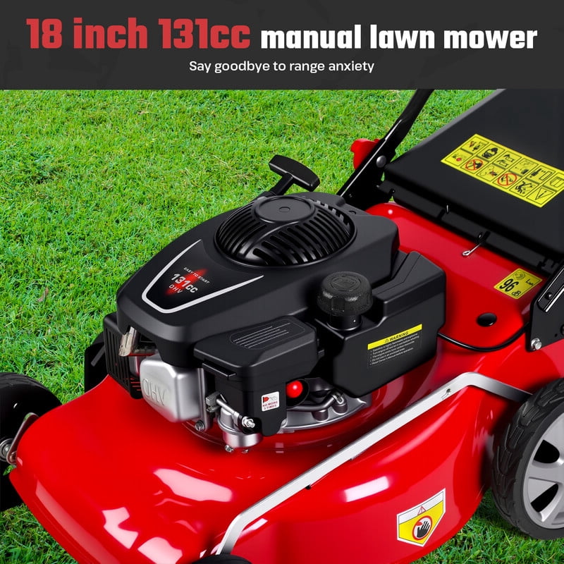 Momarys 3-In-1 Self-Propelled Gas Lawn Mower with 131CC Engine and 8-Level Height Adjustment (Red, 13.2 gal) 6z53w