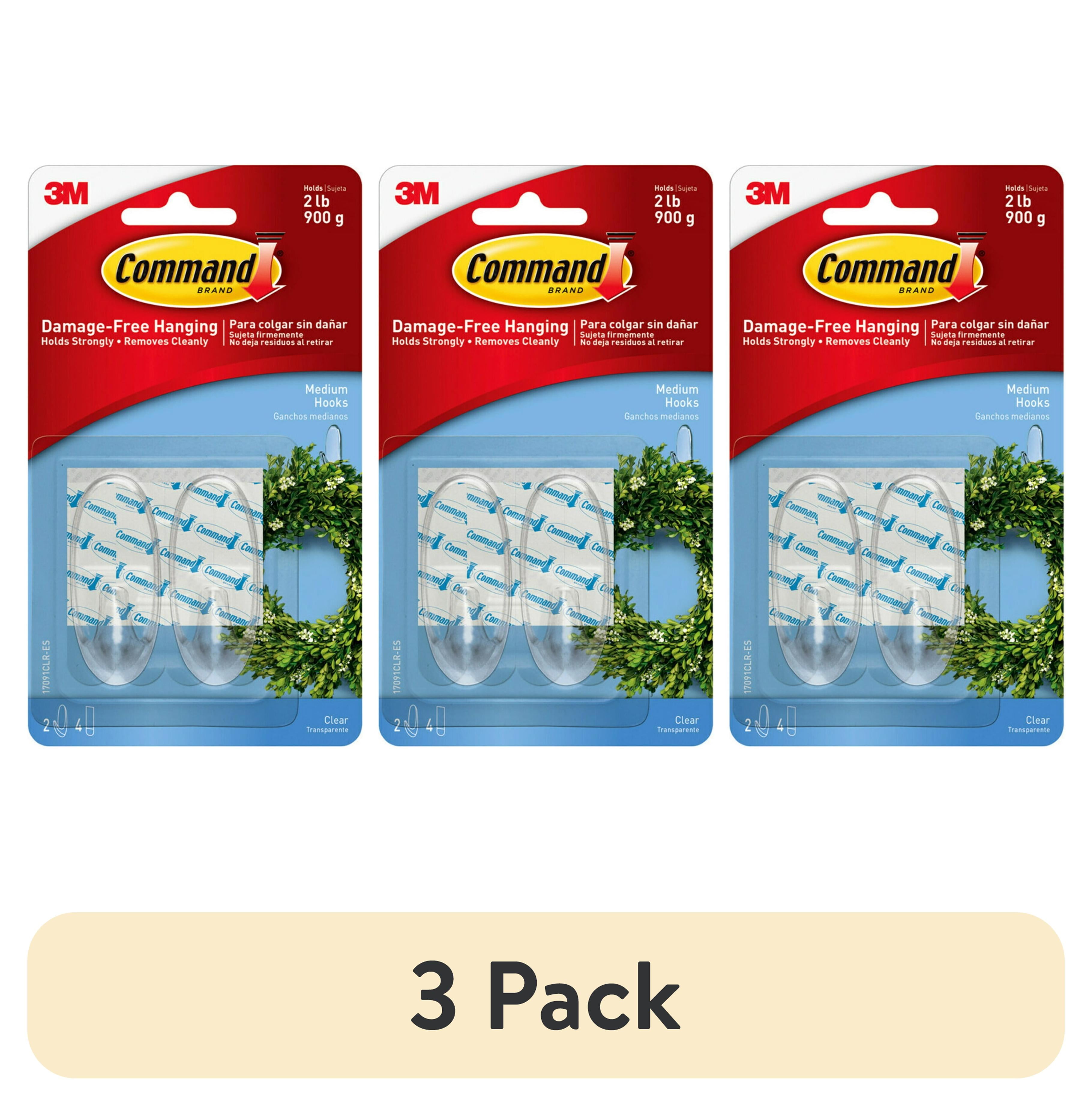 Command Medium Wall Hooks, Damage-Free Adhesive Hanging for Home Decor (Clear, 3 Pack) klafy