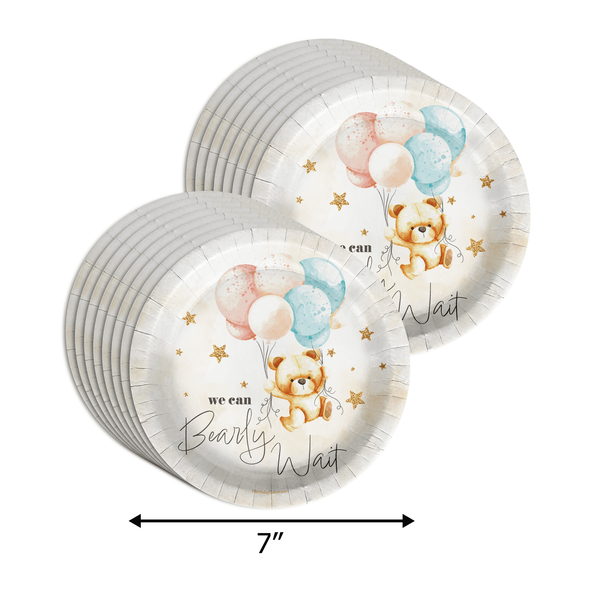 Birthday Galore Teddy Bear Gender Reveal Party Supplies (64 Piece Tableware Set, Serves 16) 1id5c