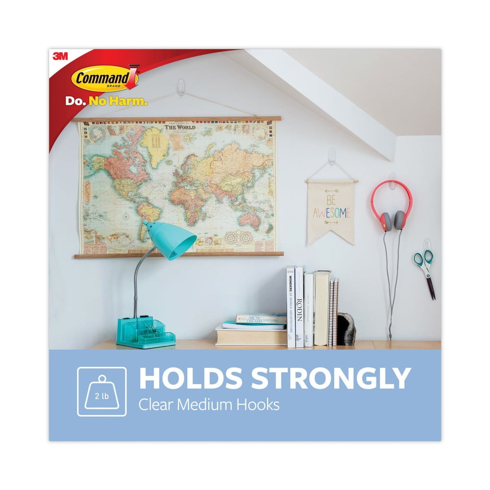 Command Clear Adhesive Hooks and Strips, Damage-Free Hanging for Home and Office (Clear, 50 Hooks and 50 Strips) 5ss4f